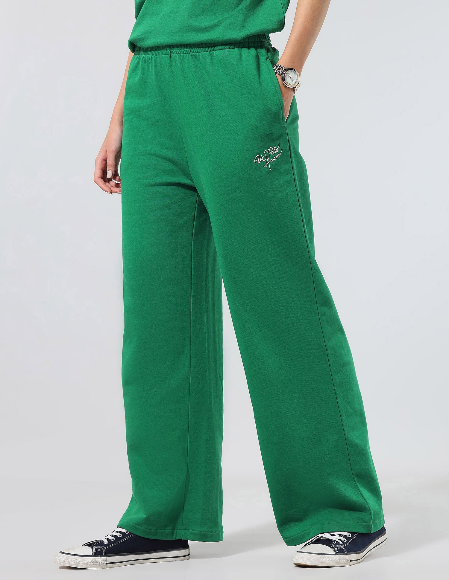 Wide Leg Fit Lounge Trousers Bright Green - U.S. POLO ASSN. | Large