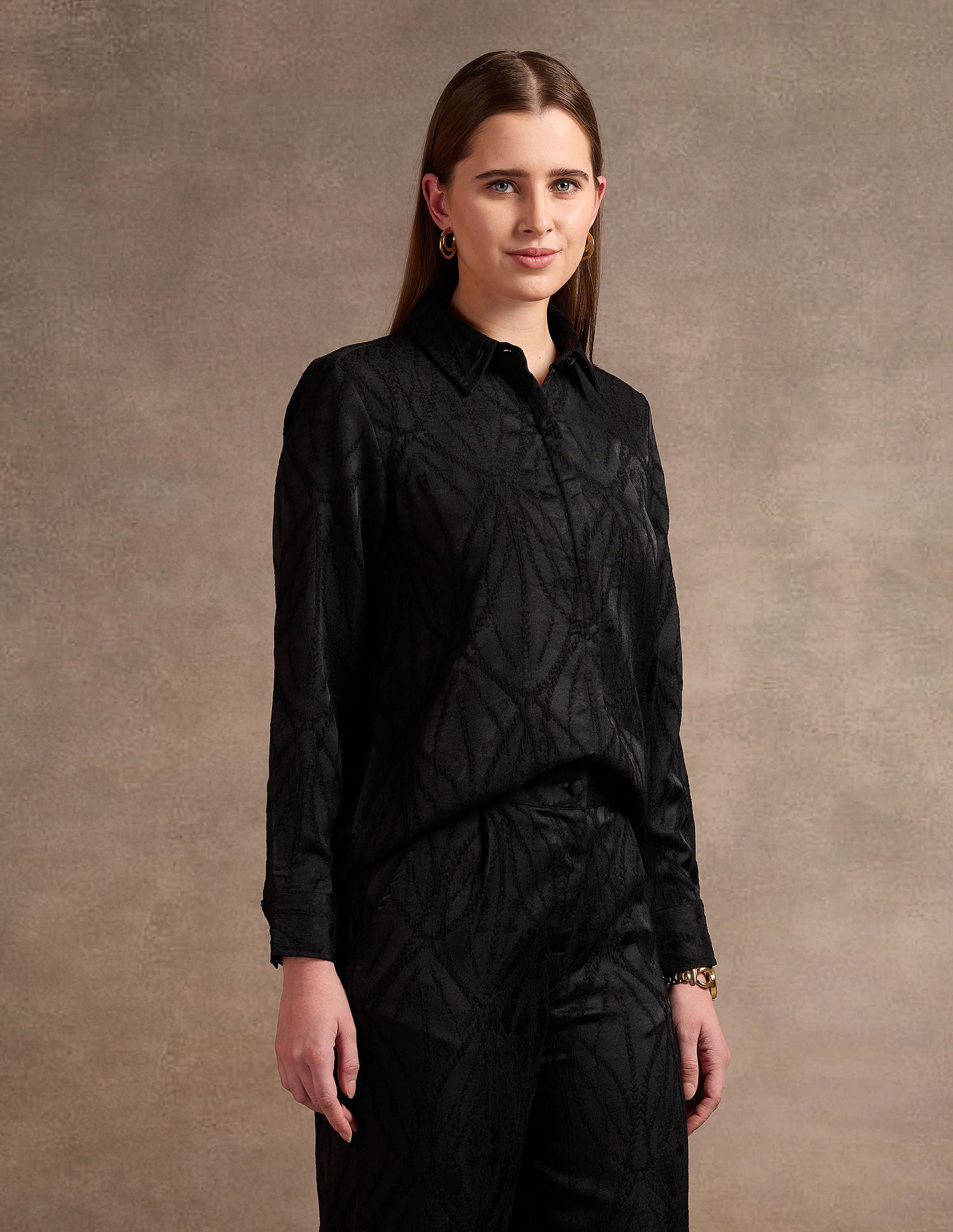 Jacquard Relaxed Fit Shirt Black - U.S. Polo Assn. India | Large