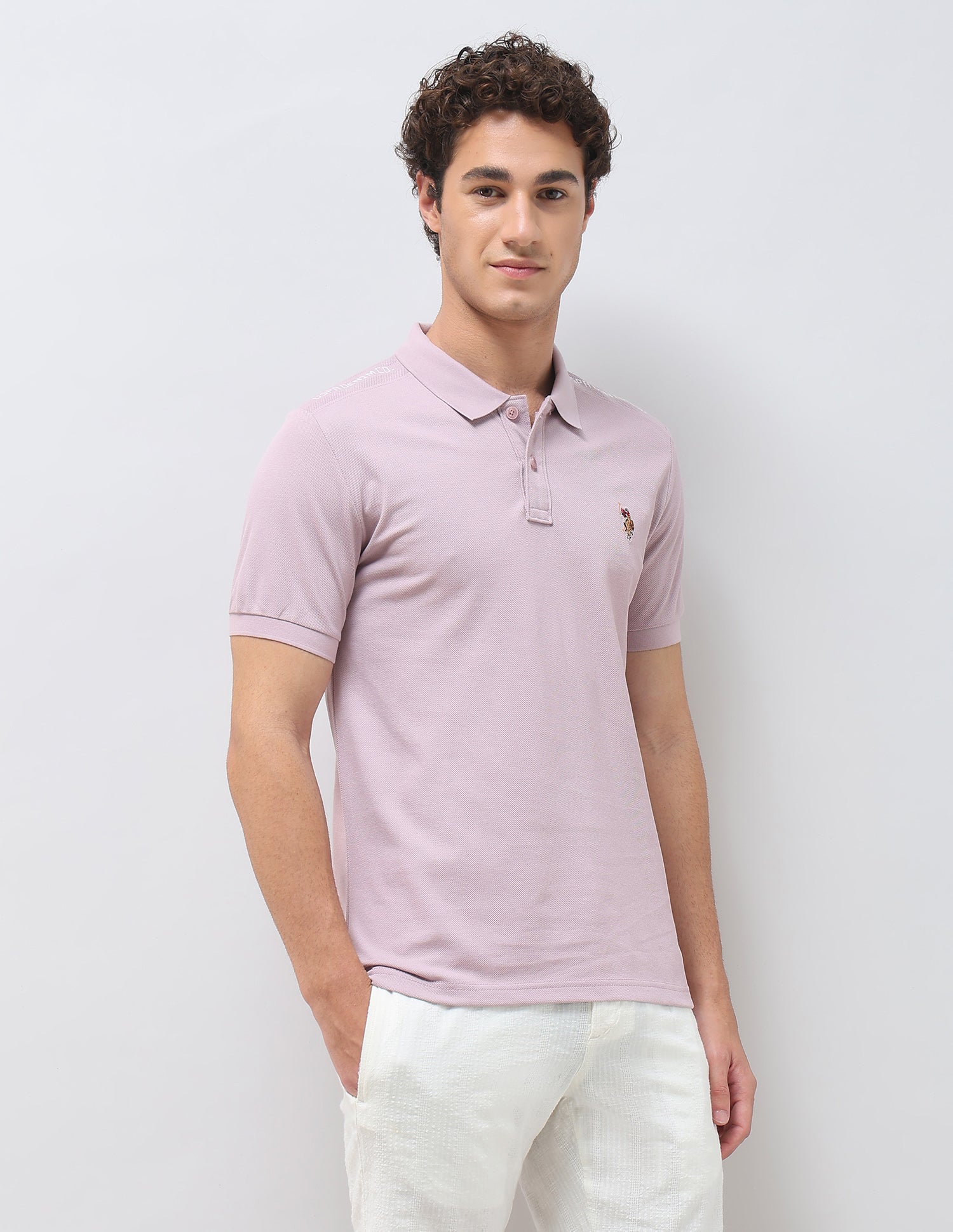 Solid Slim Fit Polo Shirt Peach - U.S. Polo Assn. India | Large