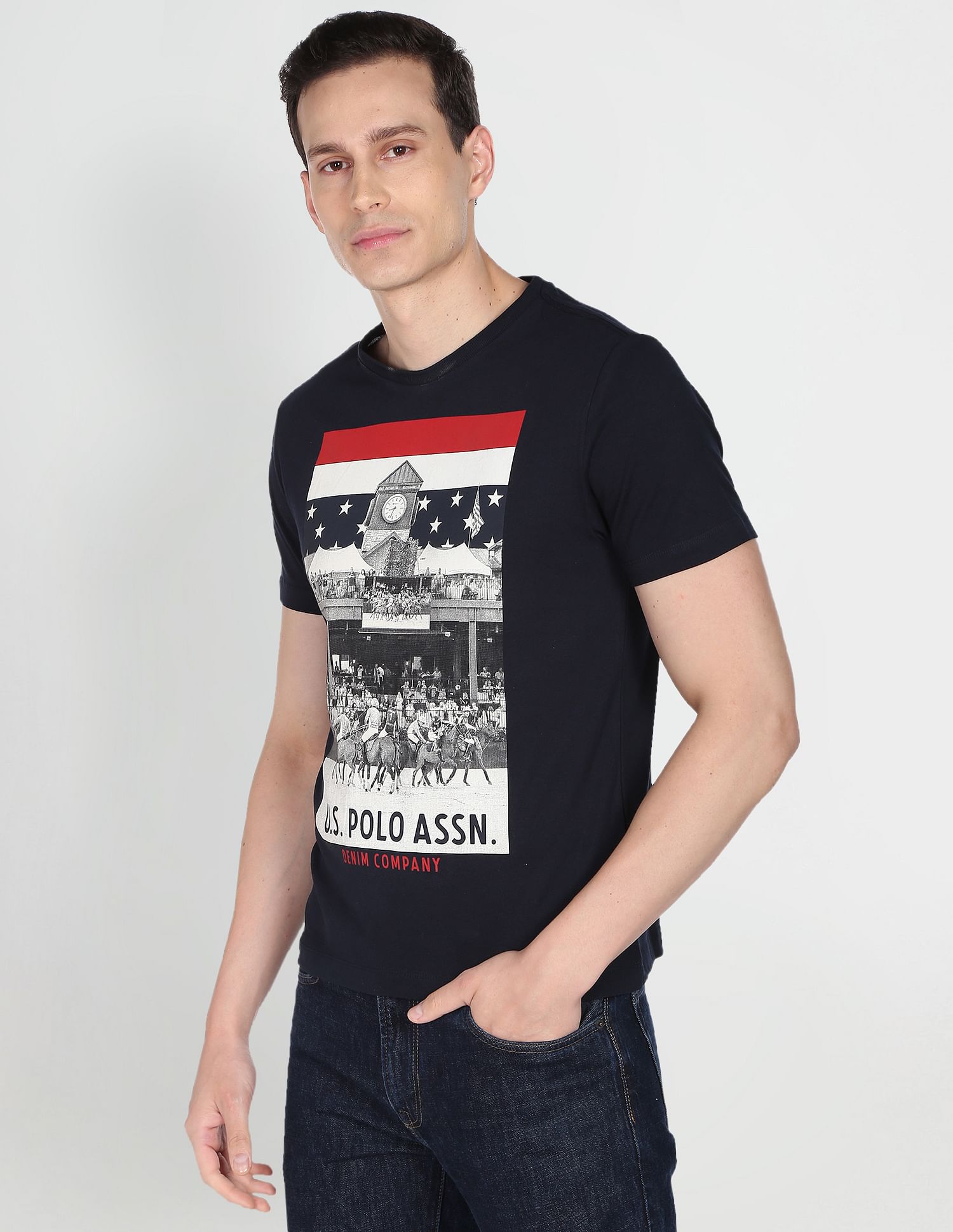 Graphic Print Cotton T-Shirt Navy - U.S. POLO ASSN. | Large