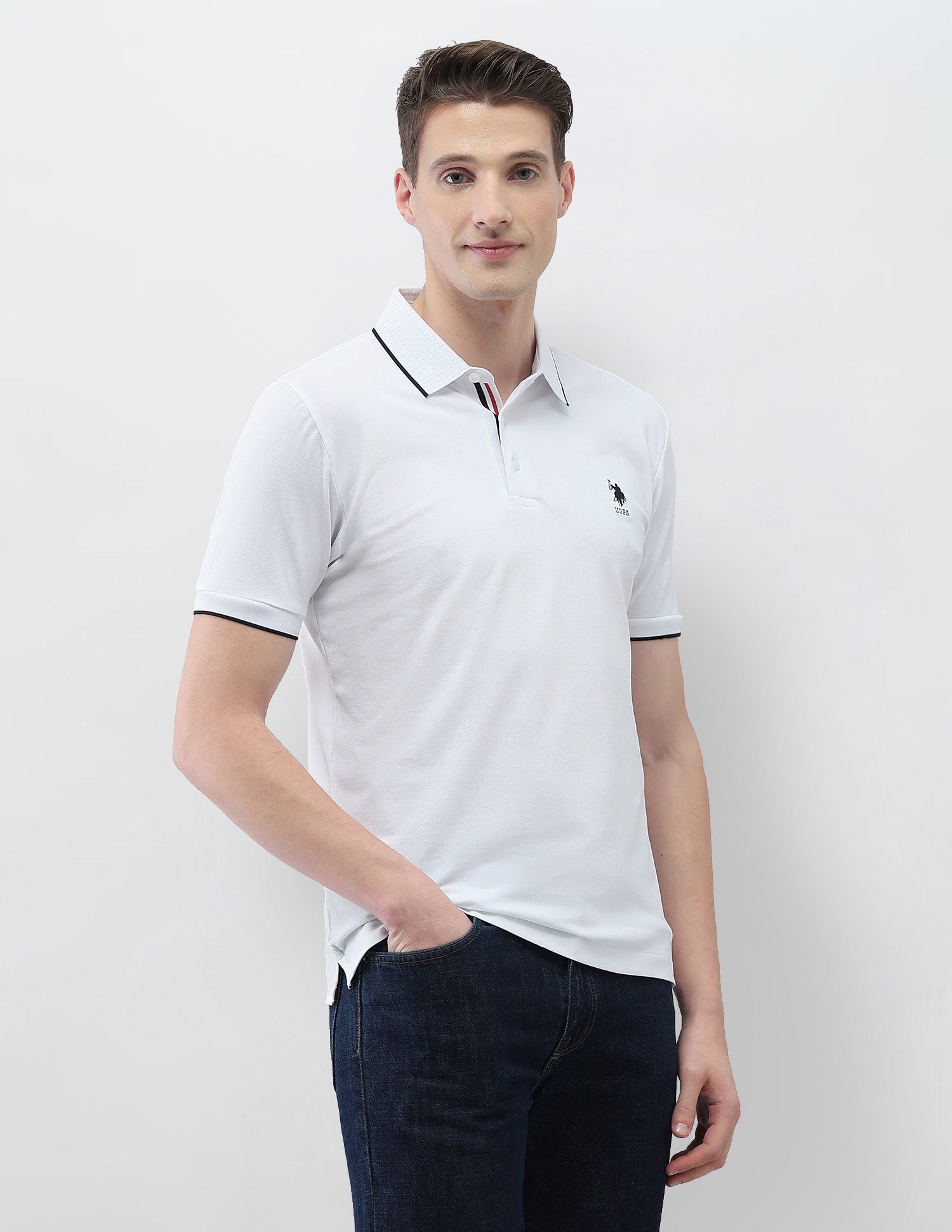 Solid New Port Marina Polo Shirt White - U.S. Polo Assn. India | Large