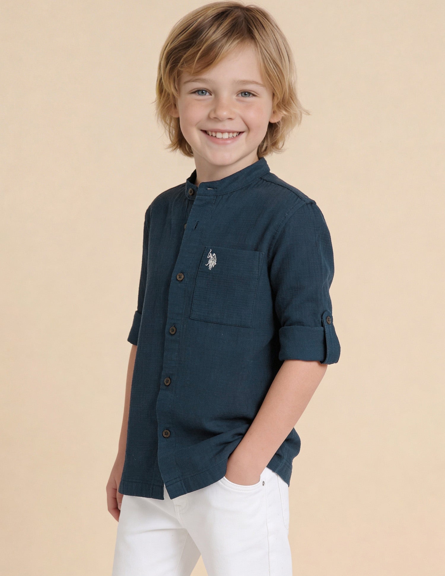 Solid Regular Fit Shirt Blue - U.S. Polo Assn. India | Large