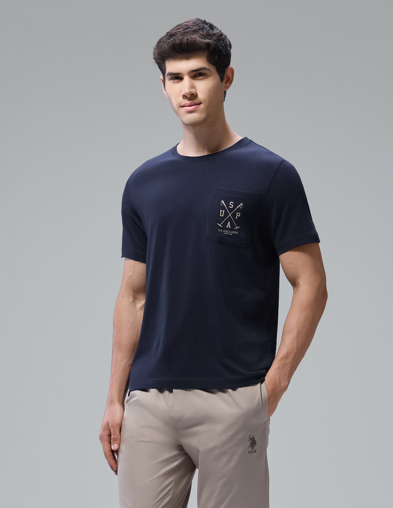 Solid Regular Fit Loungewear T-Shirt Navy - U.S. Polo Assn. India | Large