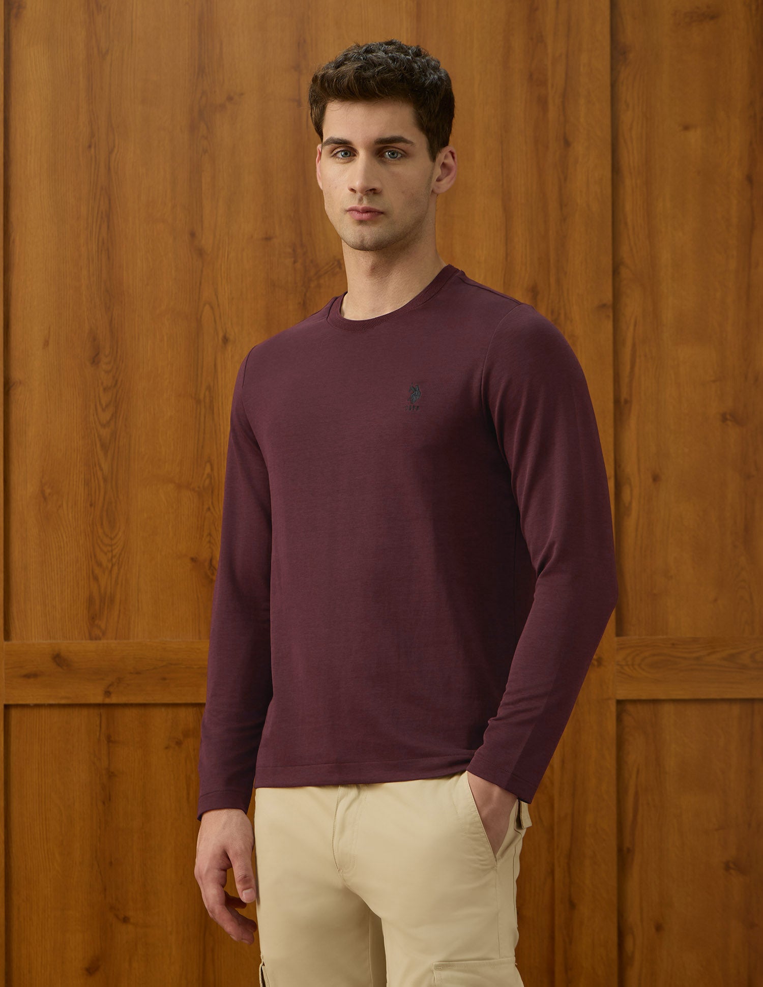 Solid Slim Fit Varsity Theatre T-Shirt Maroon - U.S. POLO ASSN. | Large