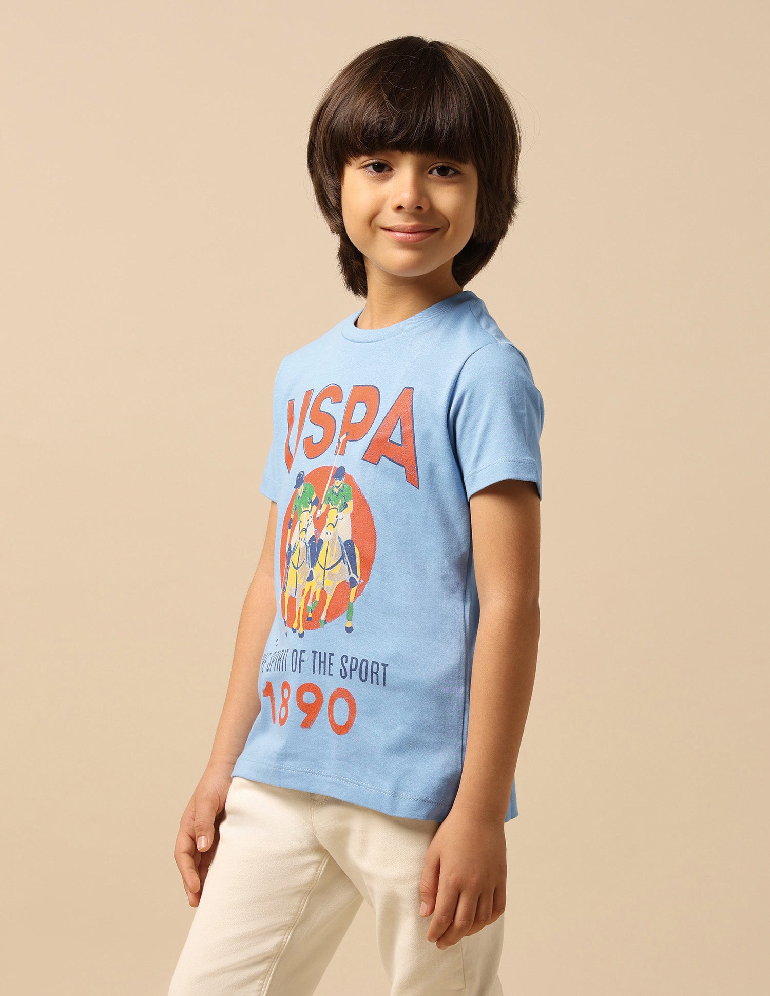 Boys Graphic Brand Printed Regular Fit T-Shirt Blue - U.S. POLO ASSN. | Large