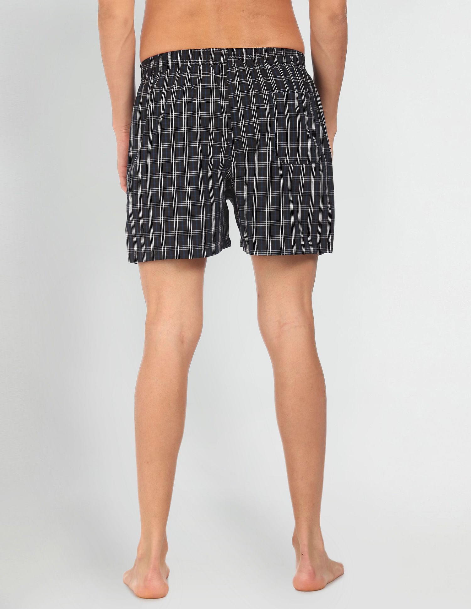 Plaid Check Pure Cotton I691 Boxers - Pack Of 2 Black and White - U.S. POLO ASSN. | Large