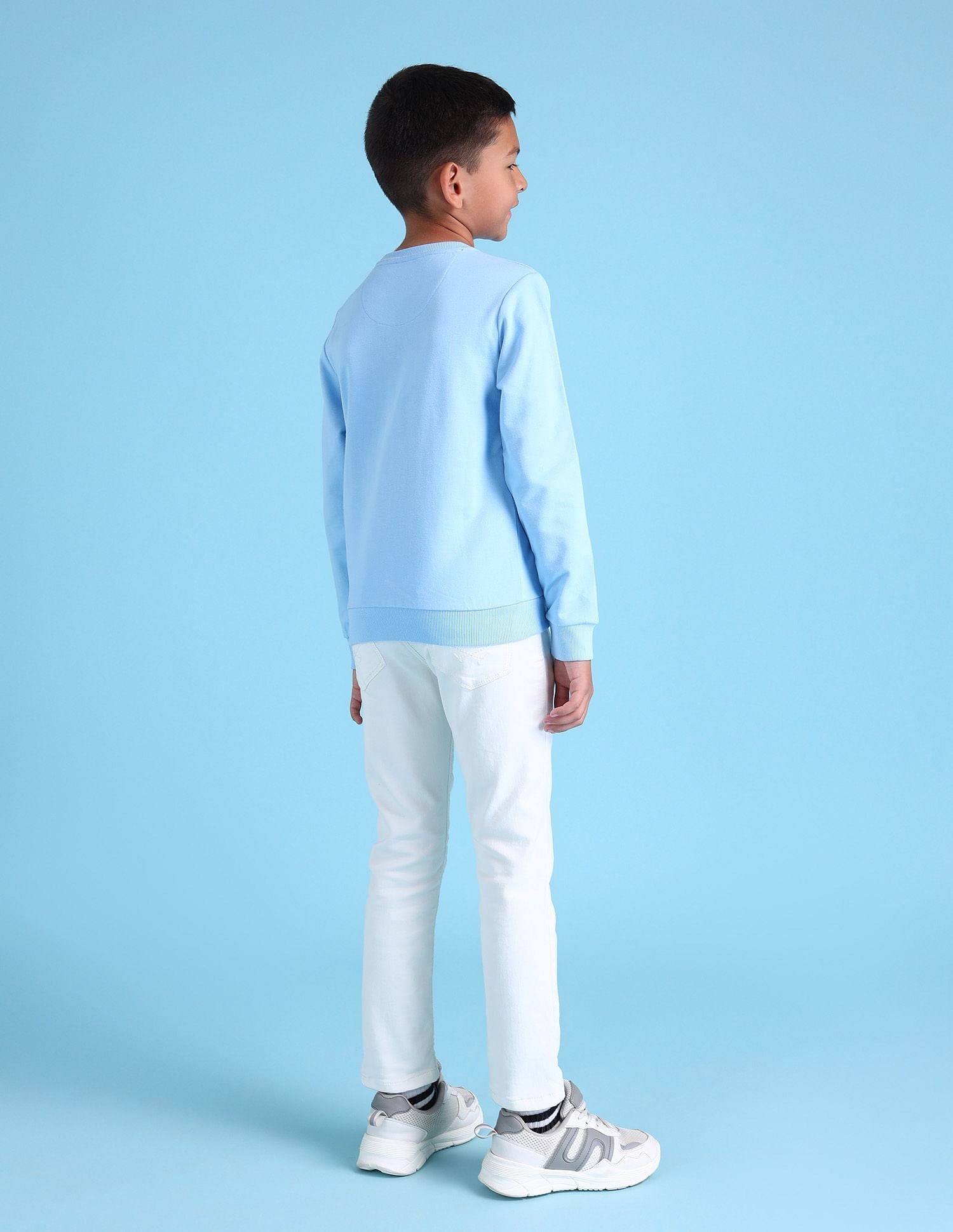 Boys Printed Regular Fit Sweatshirt Light Blue - U.S. Polo Assn. India | Large