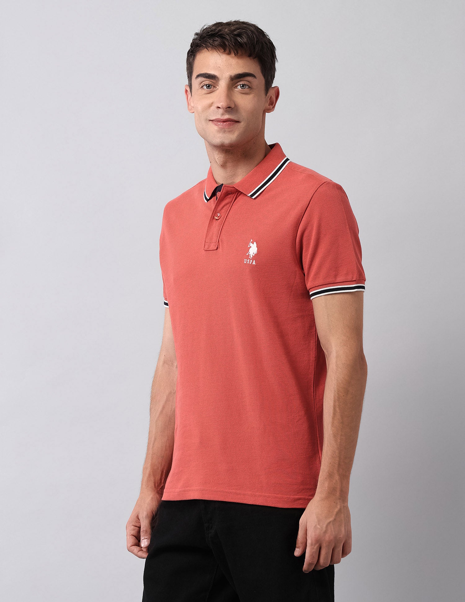 Pure Cotton Solid Polo Shirt Red - U.S. Polo Assn. India | Large