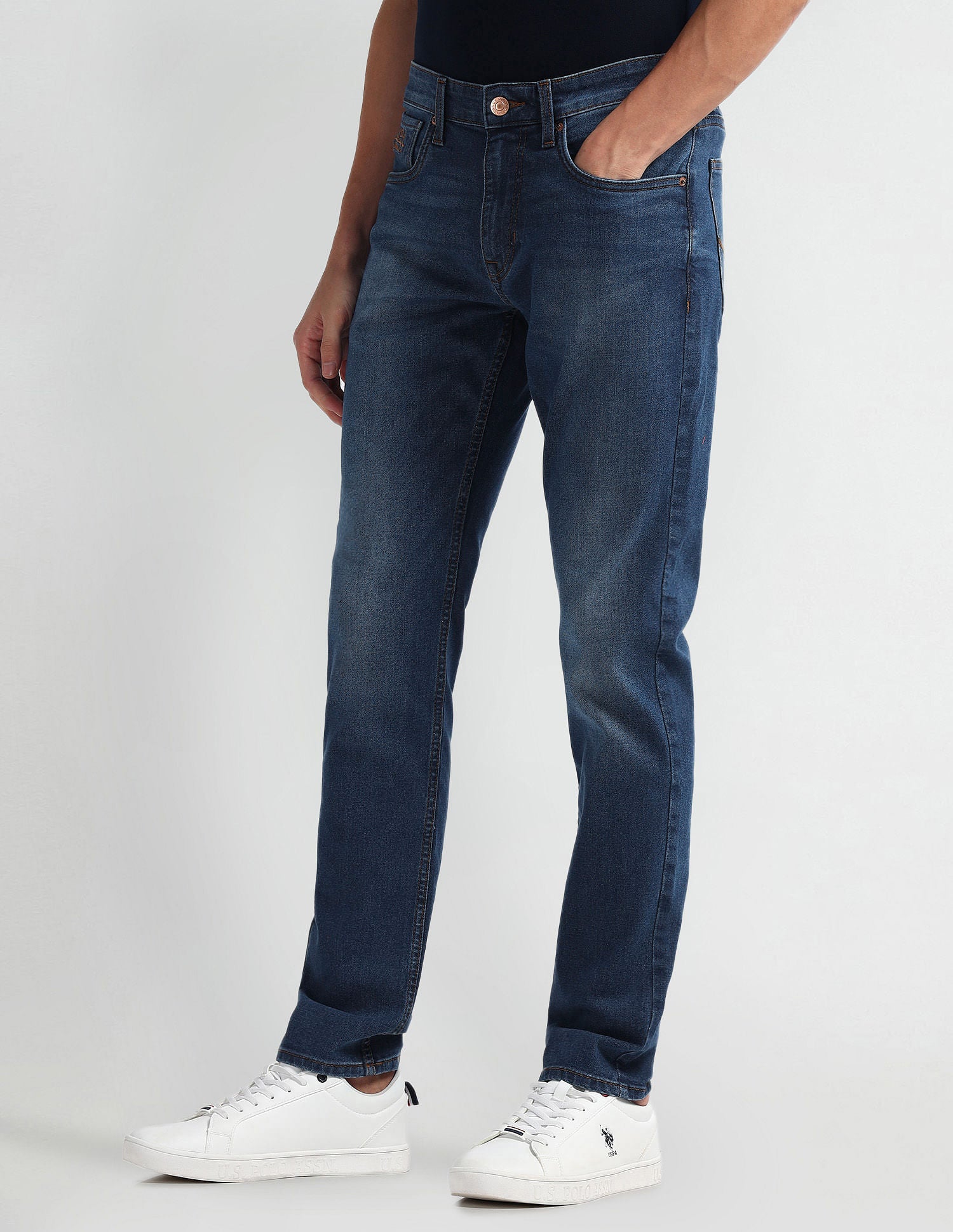 Brandon Slim Tapered Fit Mid Wash Jeans Blue - U.S. Polo Assn. India | Large
