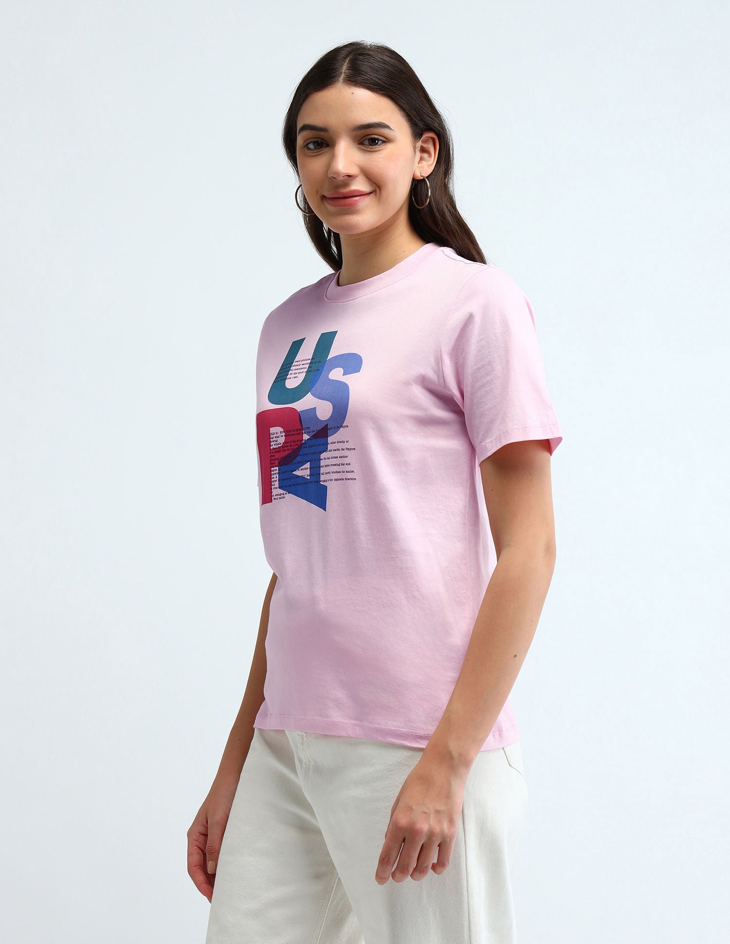 Boxy Fit Typographic T-Shirt Light Pink - U.S. POLO ASSN. | Large