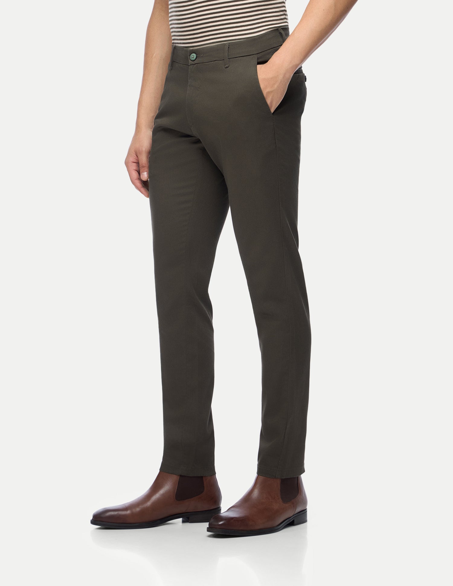 Austin Trim Regular Fit Satin Trousers Dark Olive - U.S. Polo Assn. India | Large
