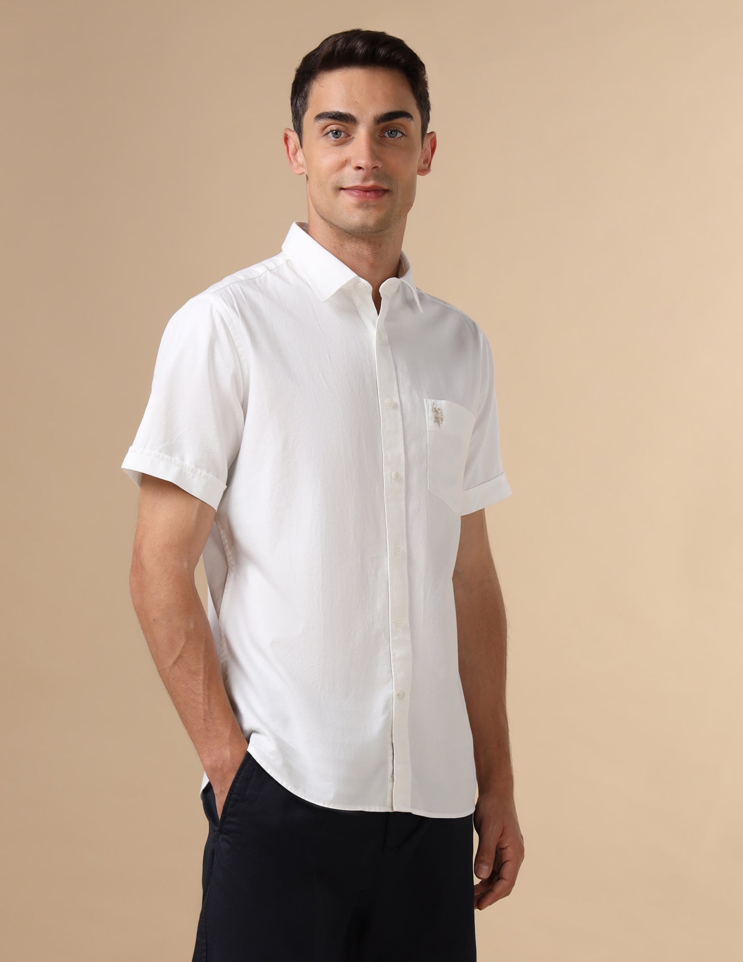 Dobby Pure Cotton Shirt White - U.S. POLO ASSN. | Large