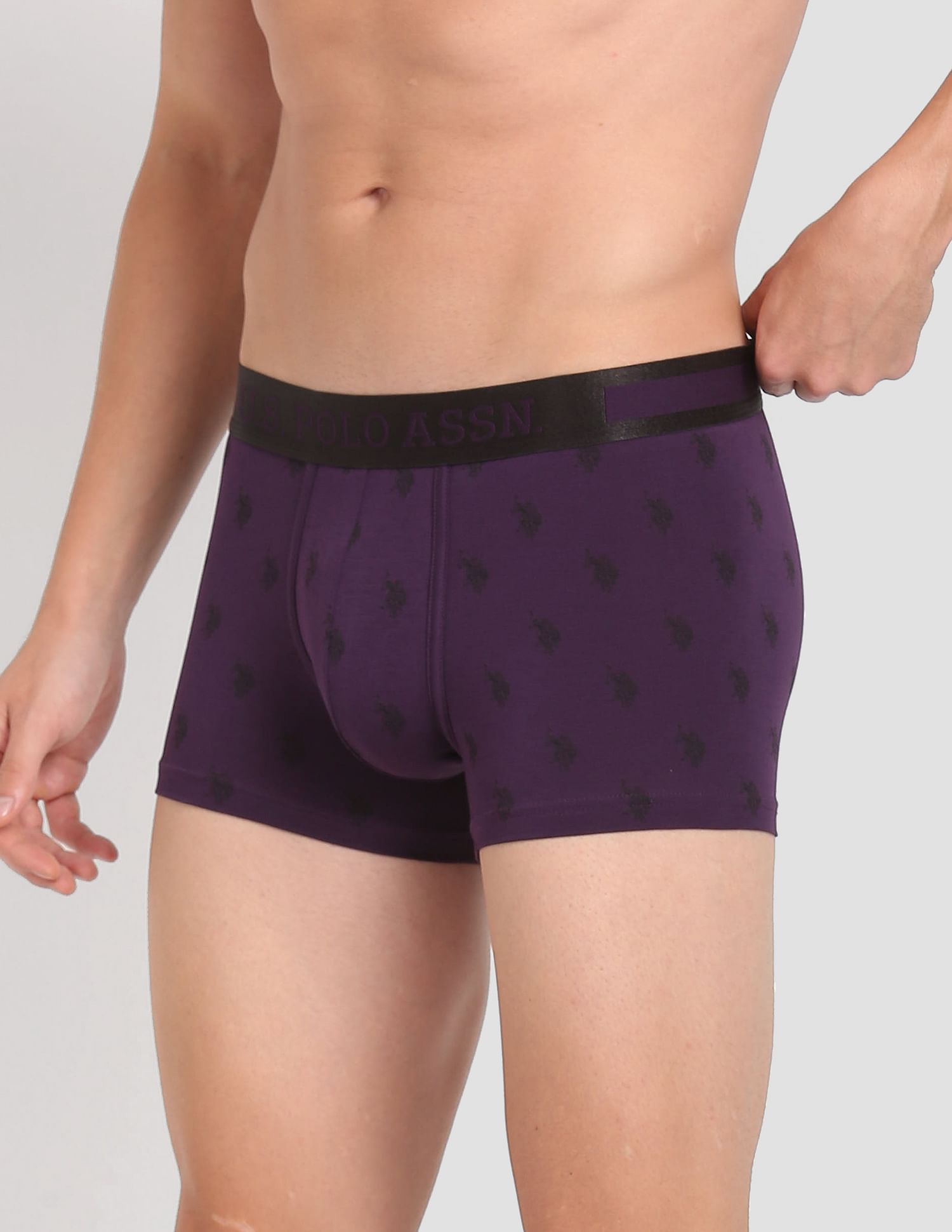 Mid Rise Brand Print PT002 Premium Trunks - Pack Of 1 Black Berry - U.S. POLO ASSN. | Large