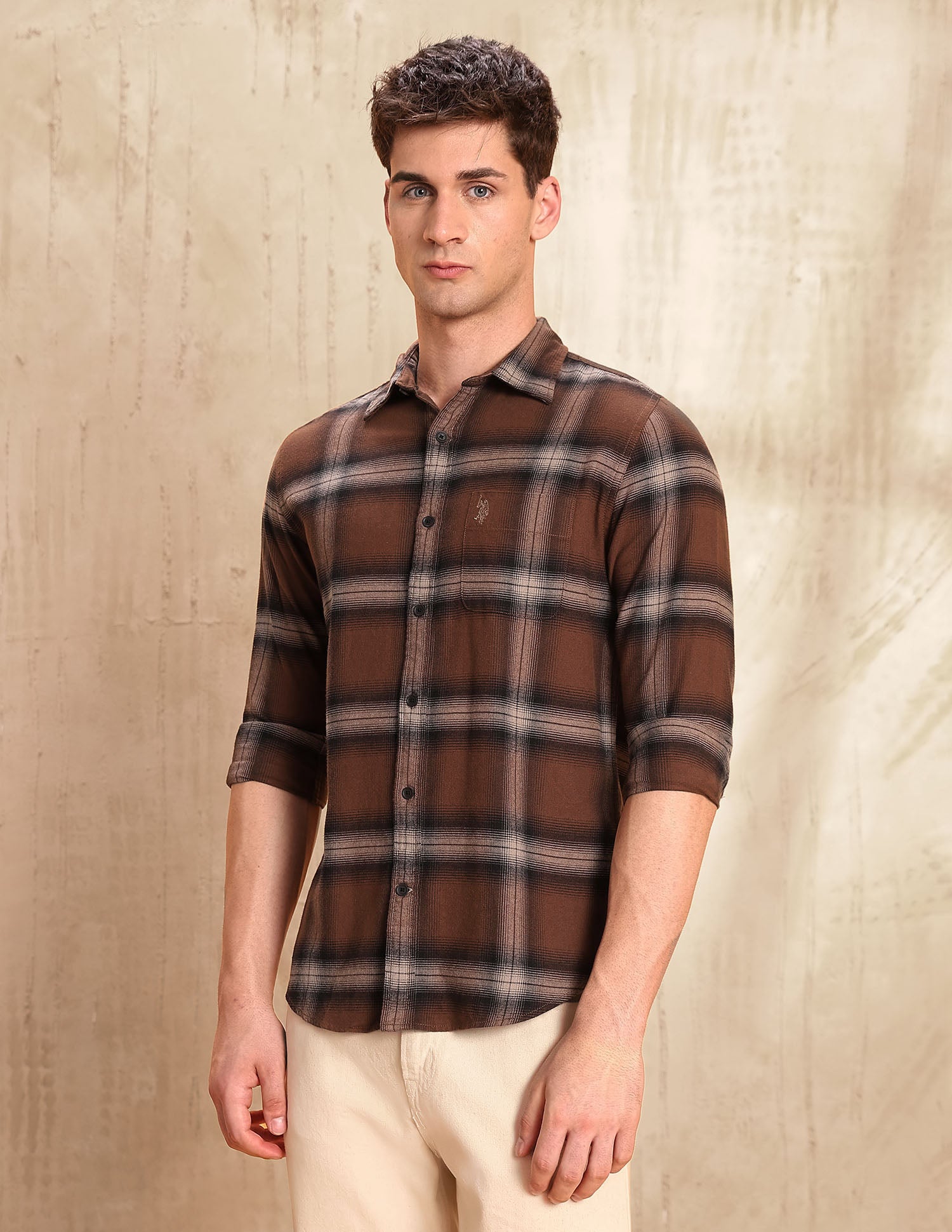 Tartan Checked Legend Of Horseshoe Shirt Rust - U.S. POLO ASSN. | Large