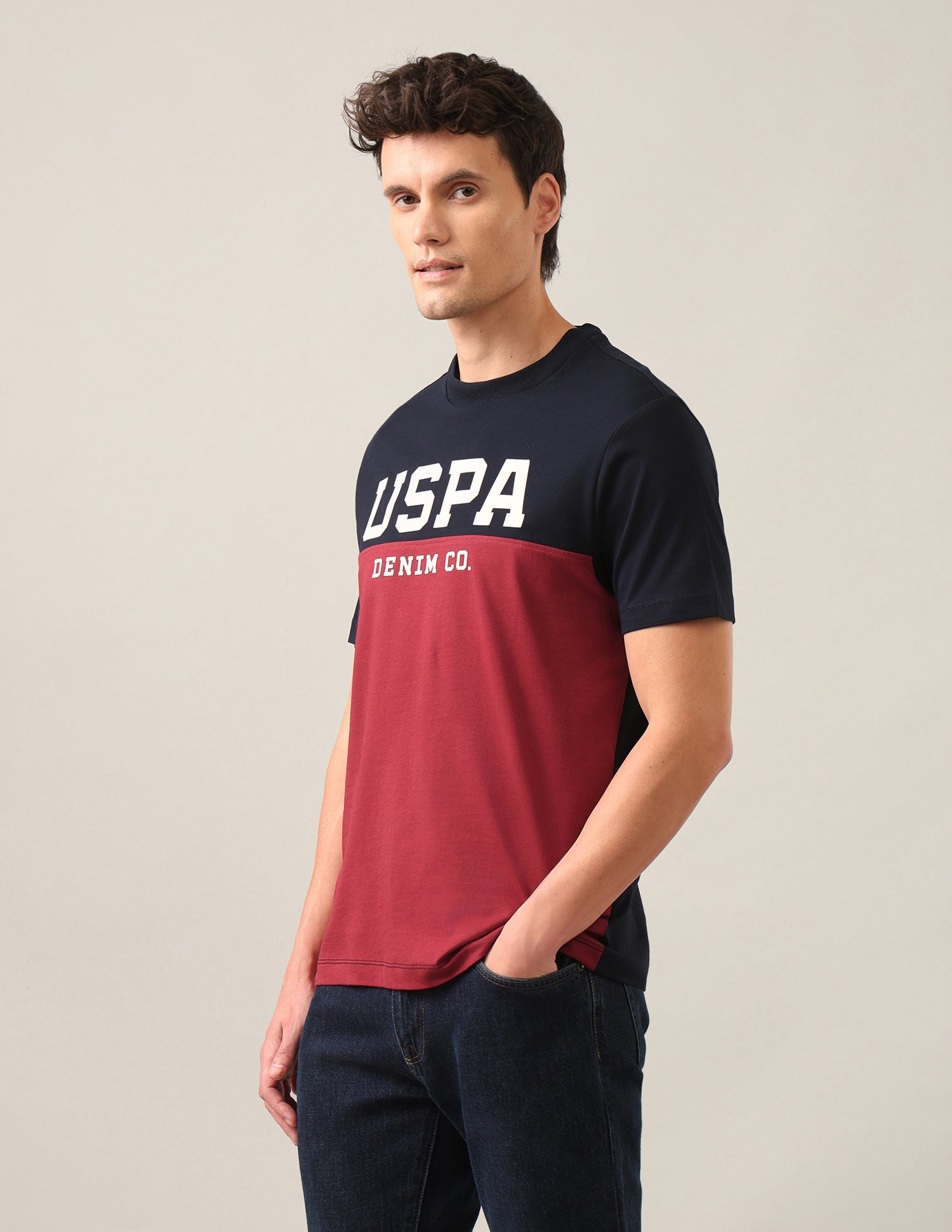 Colourblocked Regular Fit T-Shirt Navy - U.S. Polo Assn. India | Large