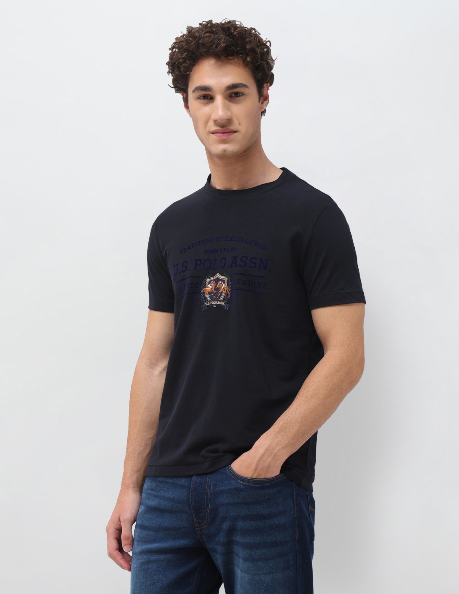 Graphic Brand Printed Slim Fit T-Shirt Navy - U.S. Polo Assn. India | Large