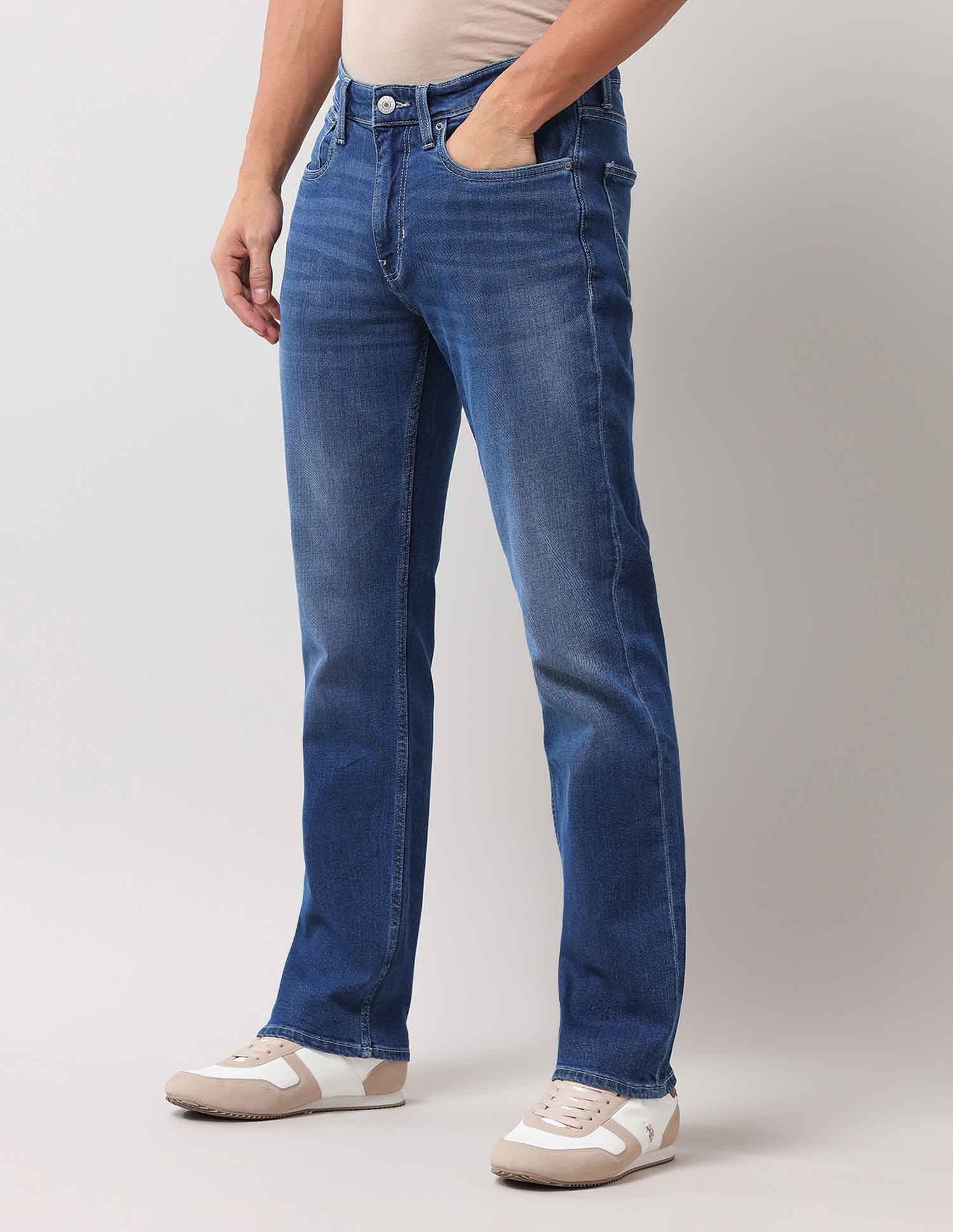 Harold Slim Straight Fit Blue Jeans Mid Wash - U.S. Polo Assn. India | Large