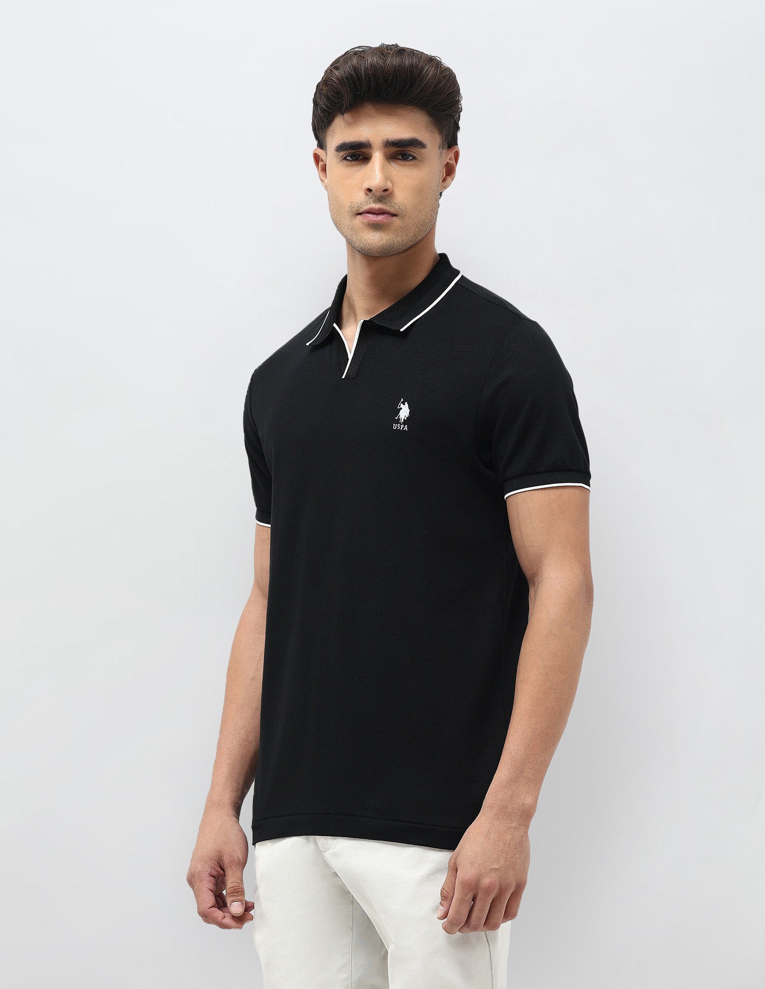 Solid Regular Fit Polo Shirt Black - U.S. POLO ASSN. | Large