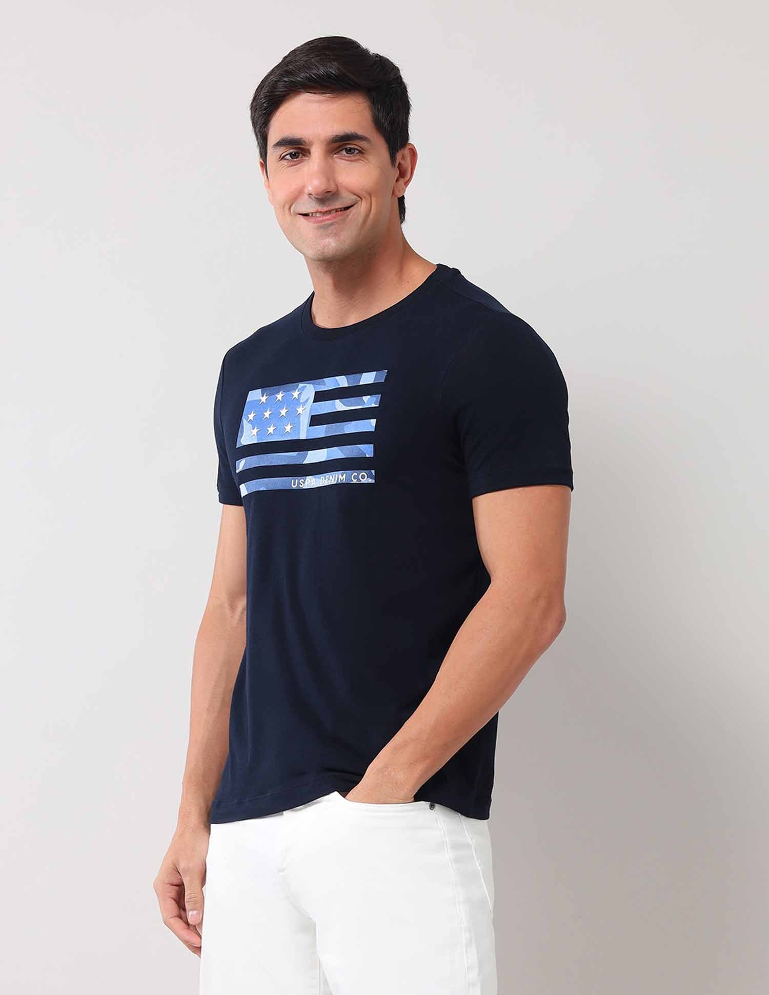 Brand Printed Muscle Fit T-Shirt Navy - U.S. POLO ASSN. | Large