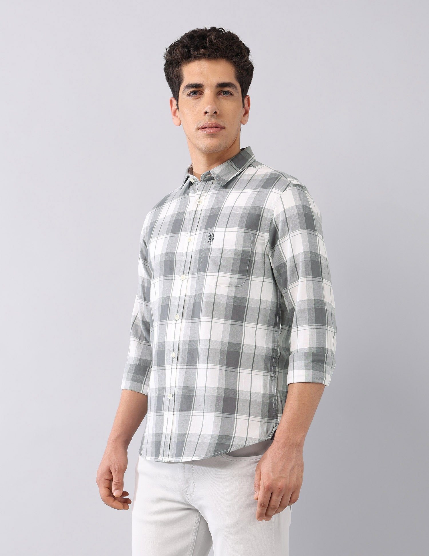Pure Cotton Regular Fit Shirt Grey - U.S. Polo Assn. India | Large