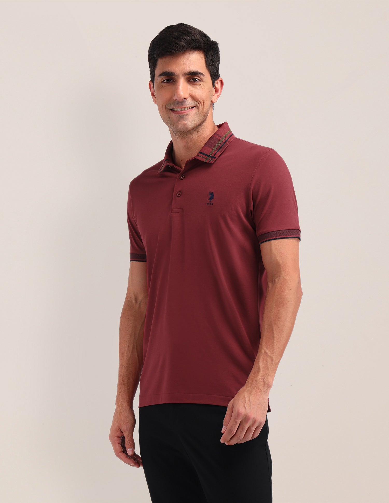 Solid Slim Fit Polo Shirt Red - U.S. Polo Assn. India | Large