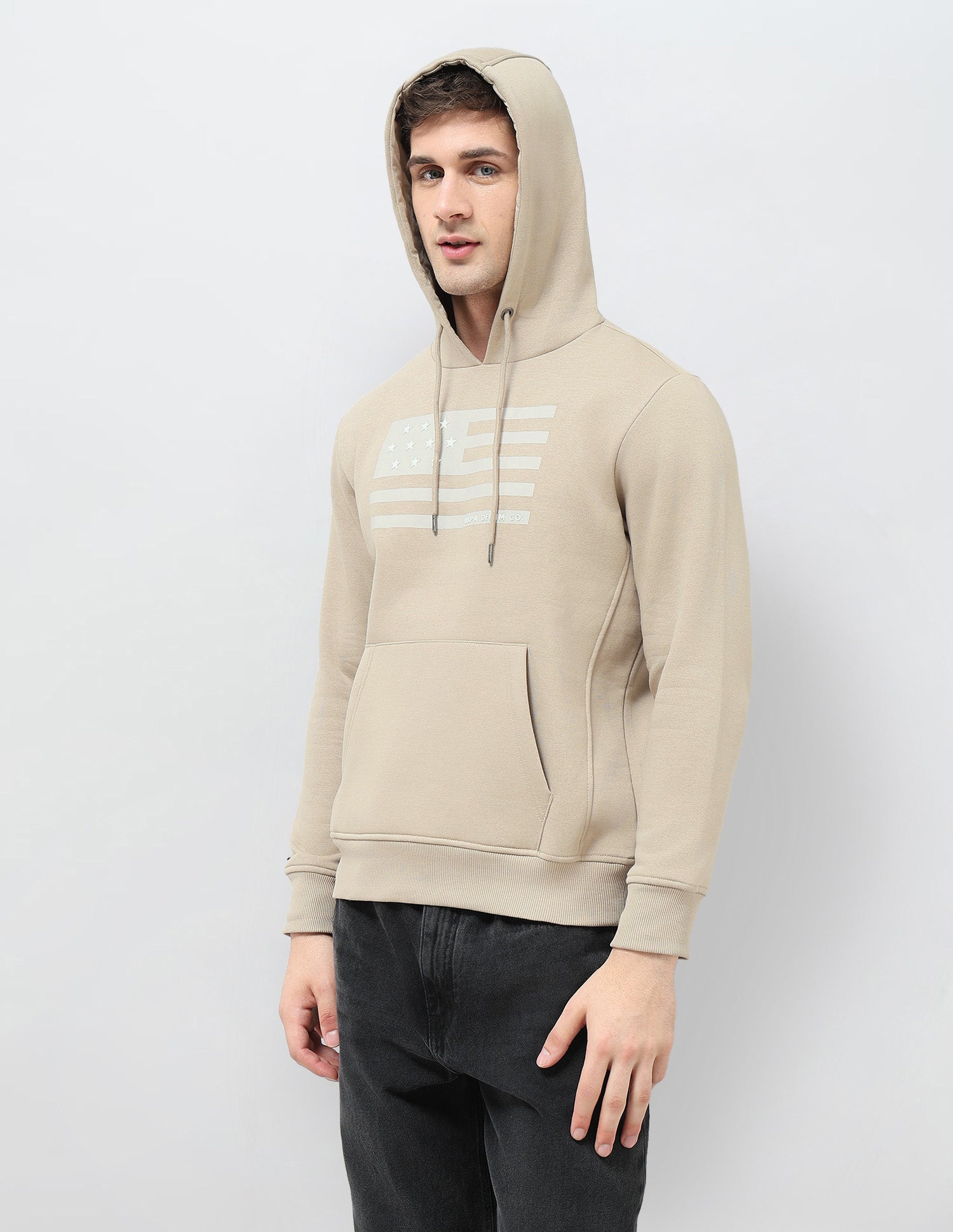 Graphic Printed Regular Fit Sweatshirt Beige - U.S. POLO ASSN. | Large