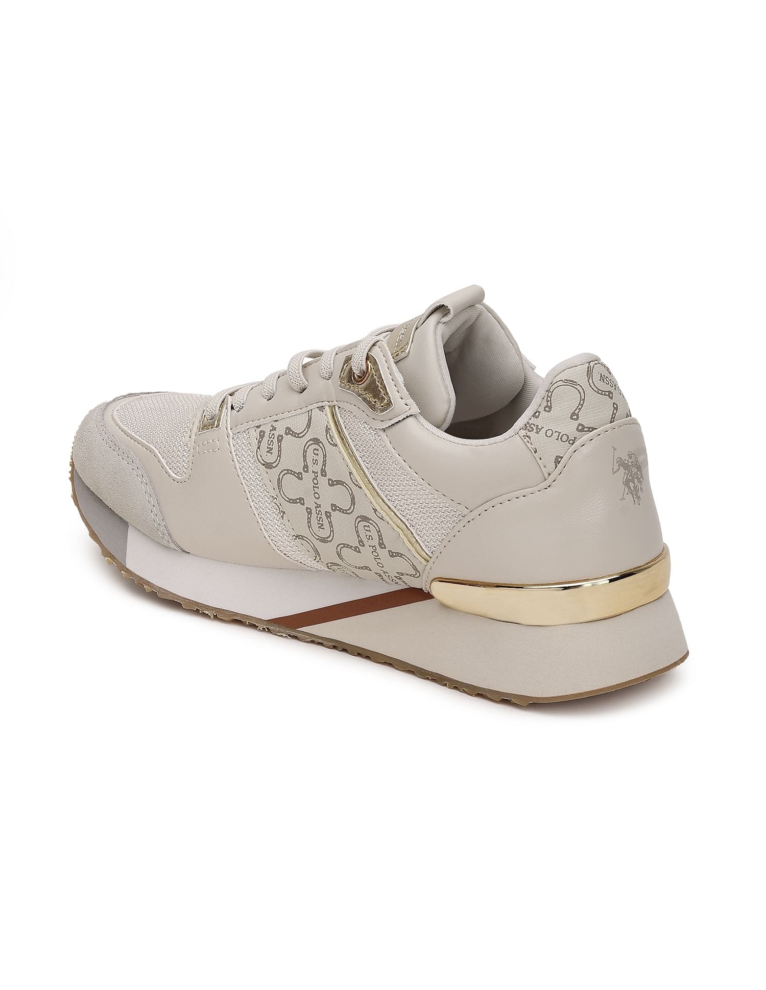 Stella Nude Monogram Print Sneakers Shoes Beige - U.S. Polo Assn. India | Large
