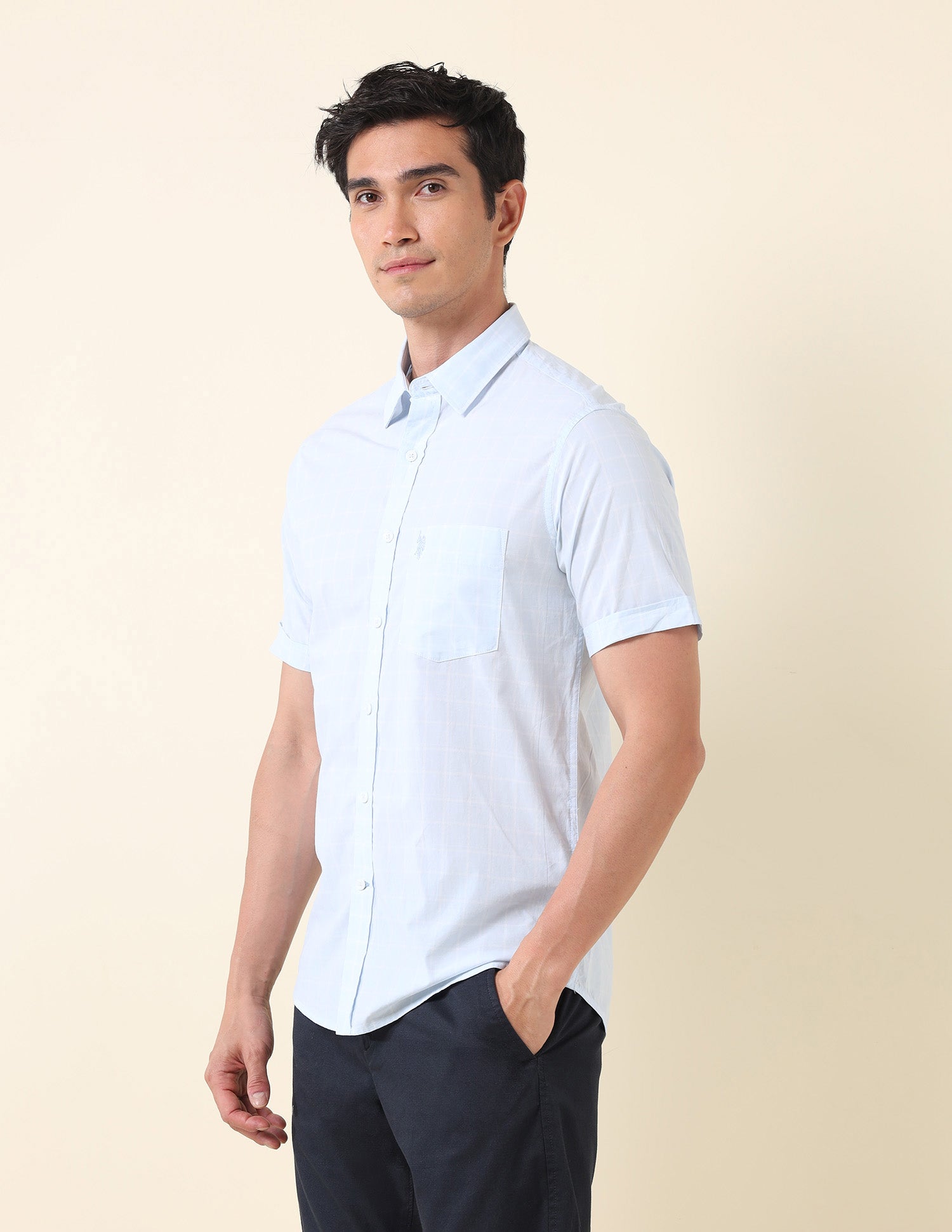 Solid Tailored Fit Shirt Light Blue - U.S. Polo Assn. India | Large
