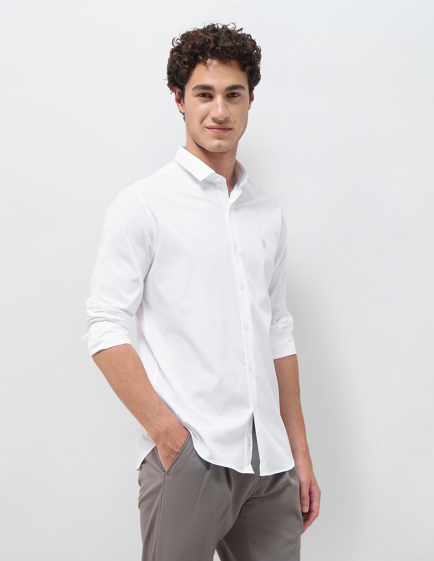 Solid Tailored Fit Shirt White - U.S. Polo Assn. India | Large