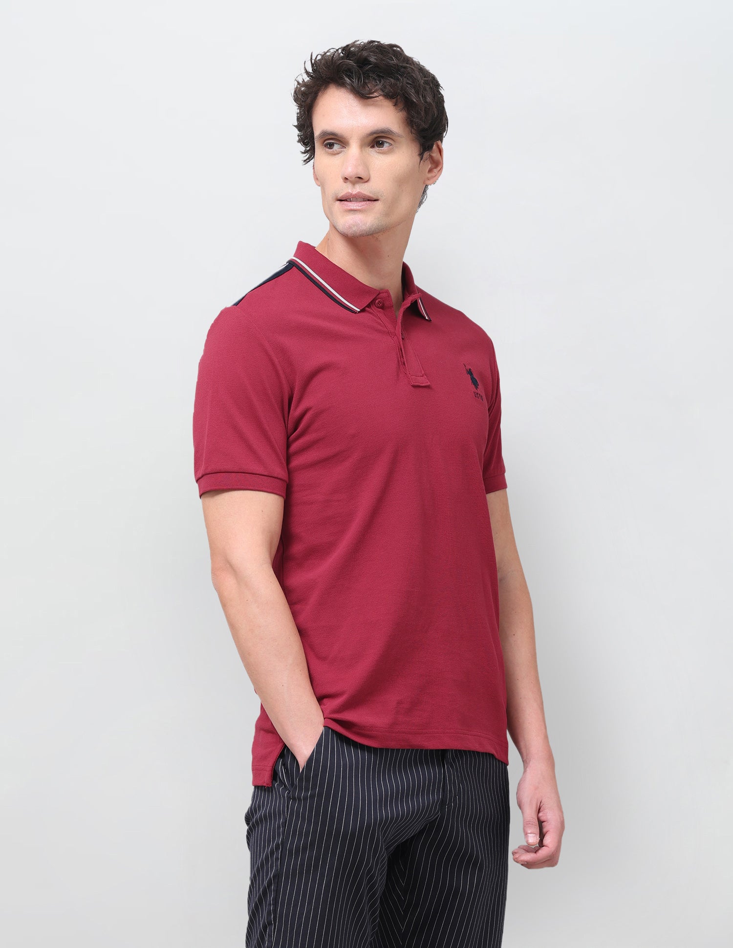 Solid Regular Fit Polo Shirt Red - U.S. Polo Assn. India | Large