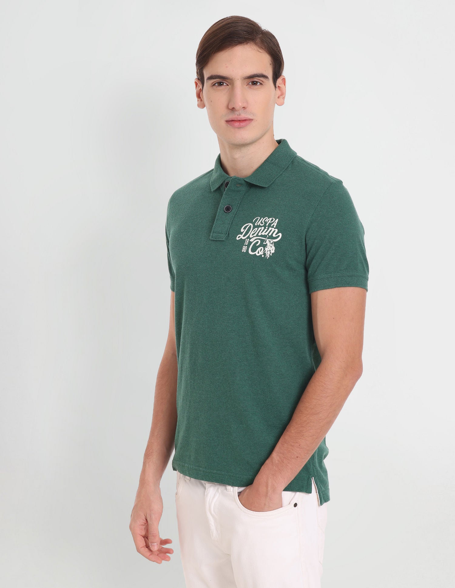 Iconic Brand Logo Polo Shirt Green - U.S. Polo Assn. India | Large