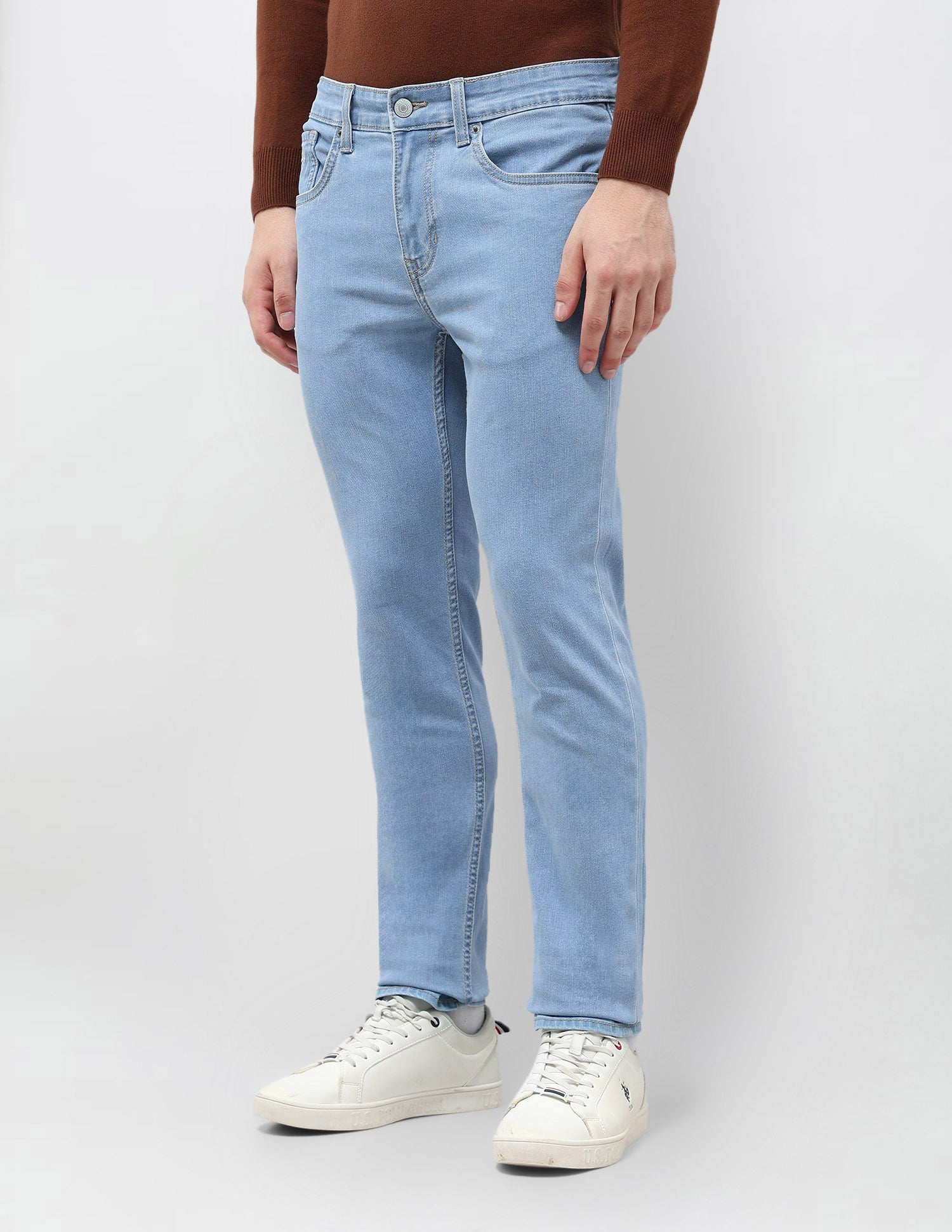 Brandon Slim Tapered Fit Blue Jeans Light Indigo - U.S. POLO ASSN. | Large