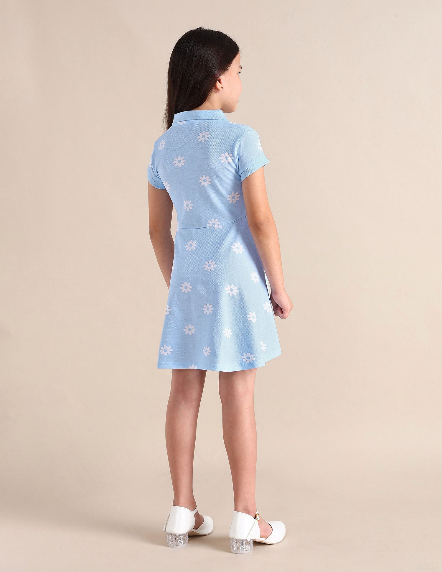 Girls Floral A-line Dress Light Blue - U.S. POLO ASSN. | Large