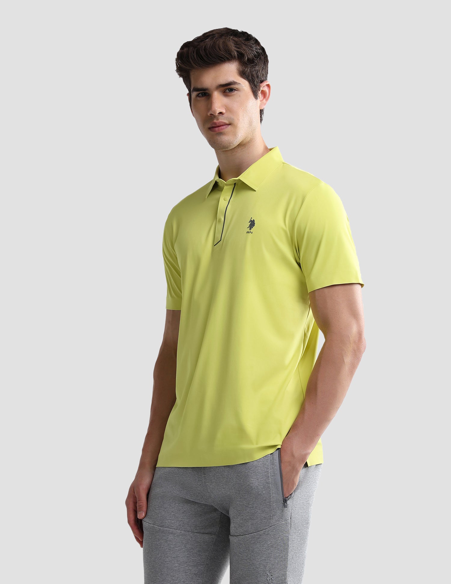 Solid Slim Fit Active Polo Shirt Yellow - U.S. Polo Assn. India | Large