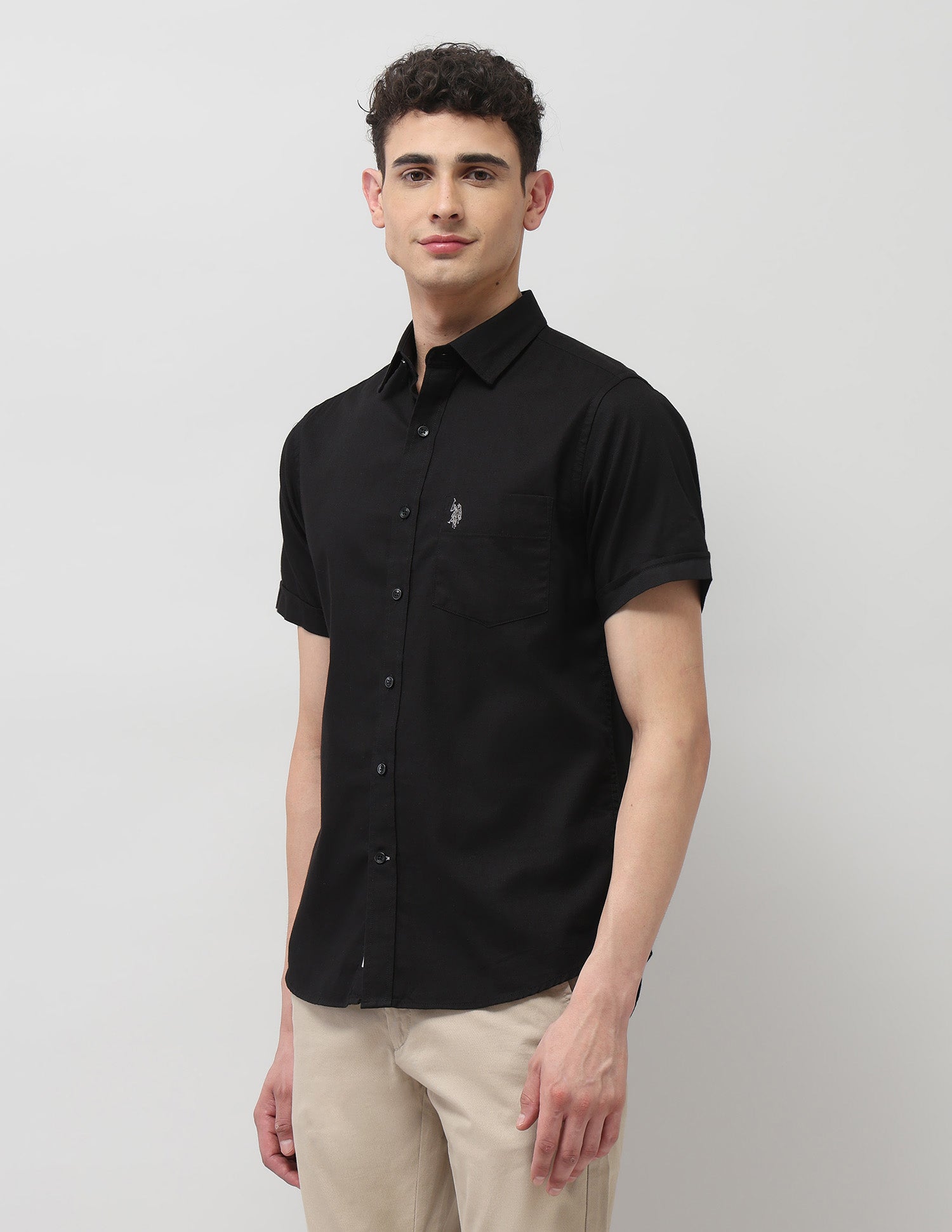 Pure Cotton Tailored Fit Shirt Black - U.S. POLO ASSN. | Large
