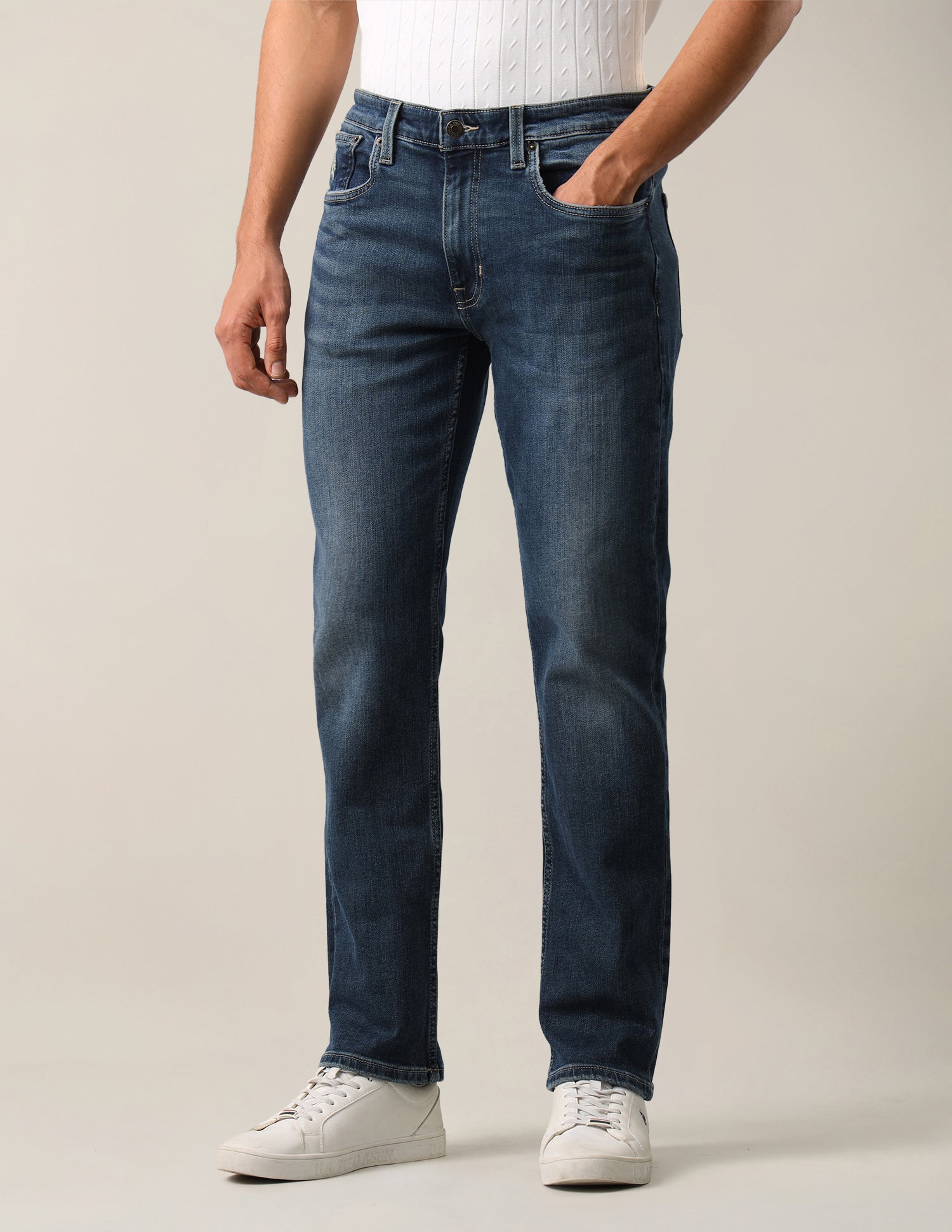 Harold Slim Straight Fit Blue Jeans Dark Blue - U.S. Polo Assn. India | Large