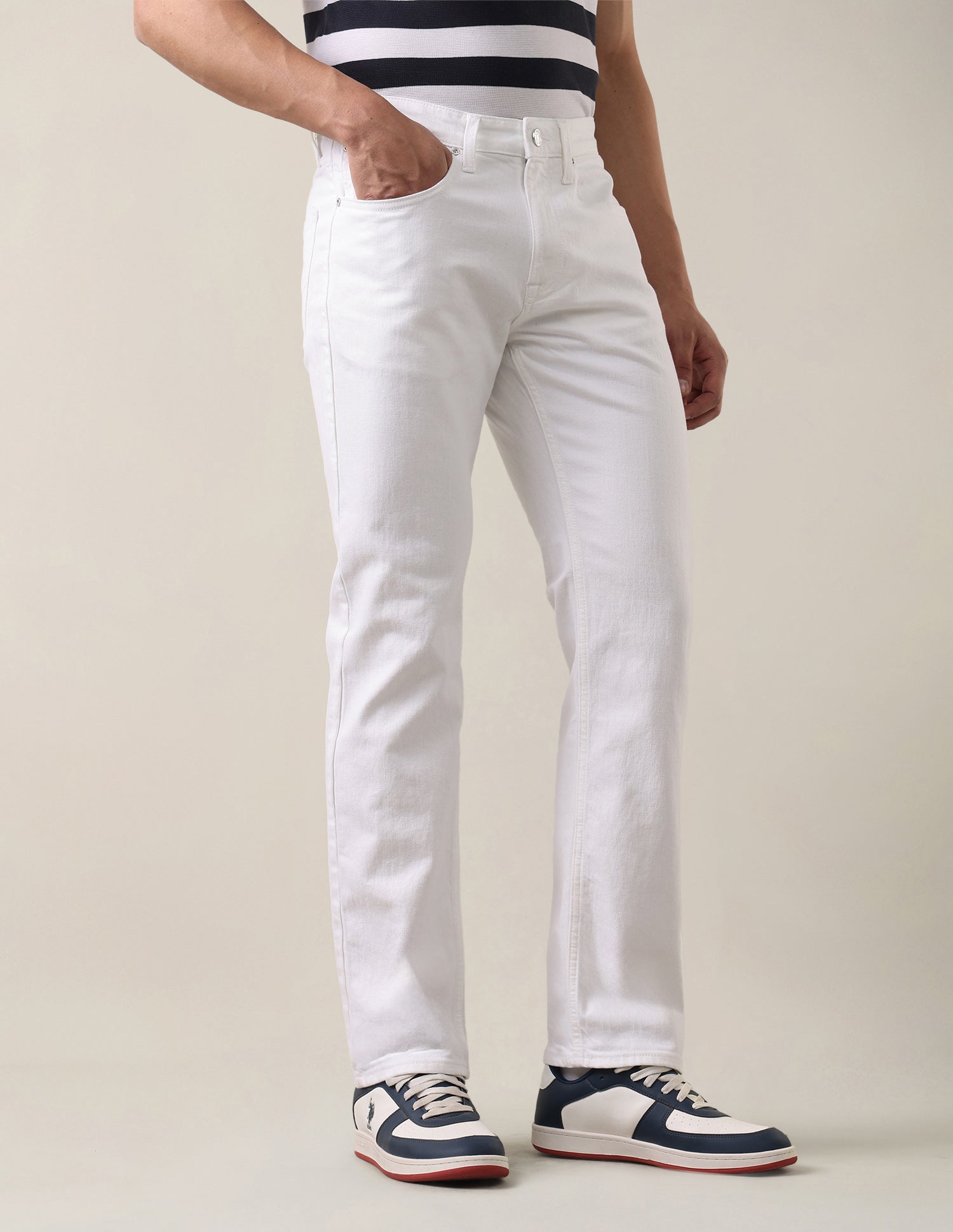 Harold Slim Straight Fit White Jeans White - U.S. Polo Assn. India | Large