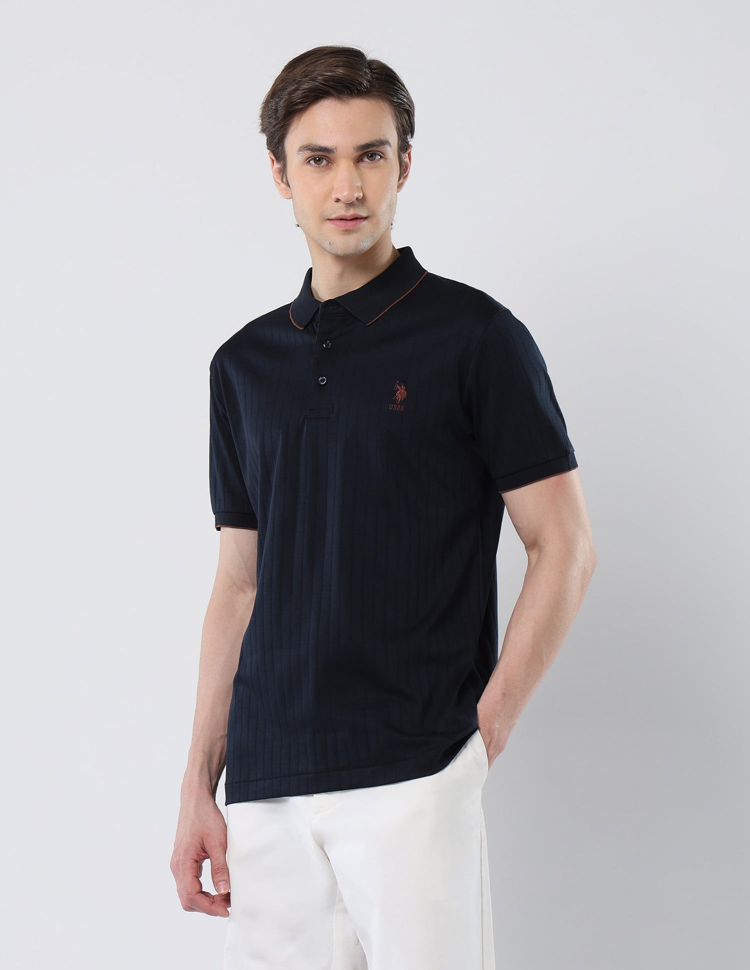 Textured Cotton 135 Anniversary Polo Shirt Navy - U.S. Polo Assn. India | Large