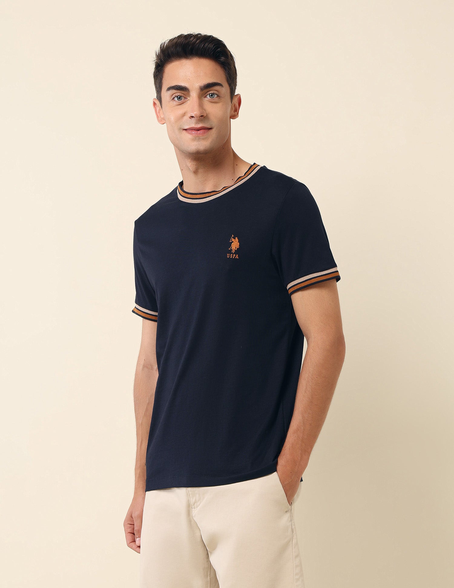 Pure Cotton Slim Fit T- Shirt Navy - U.S. Polo Assn. India | Large