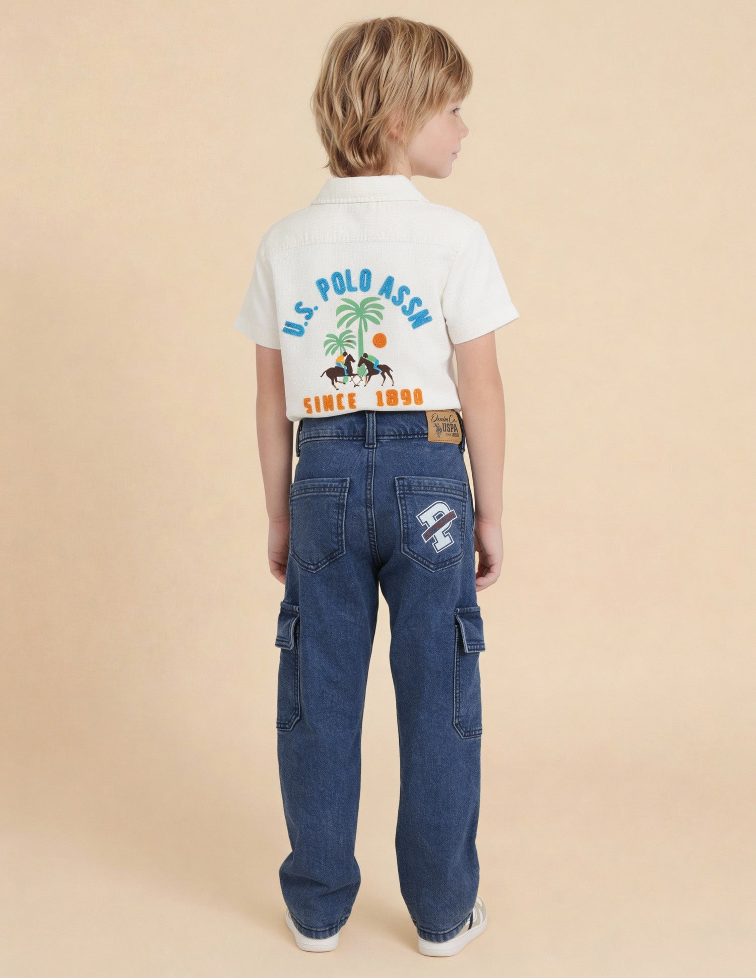 Boys Relaxed Fit Cargo Jeans Dark Blue - U.S. Polo Assn. India | Large