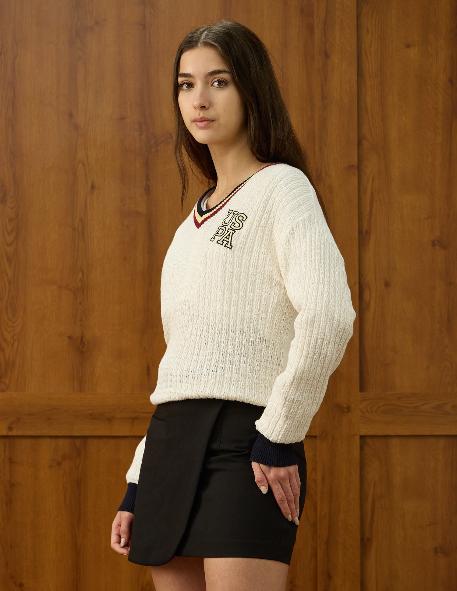 Textured Relaxed Fit Sweater White - U.S. POLO ASSN. | Large