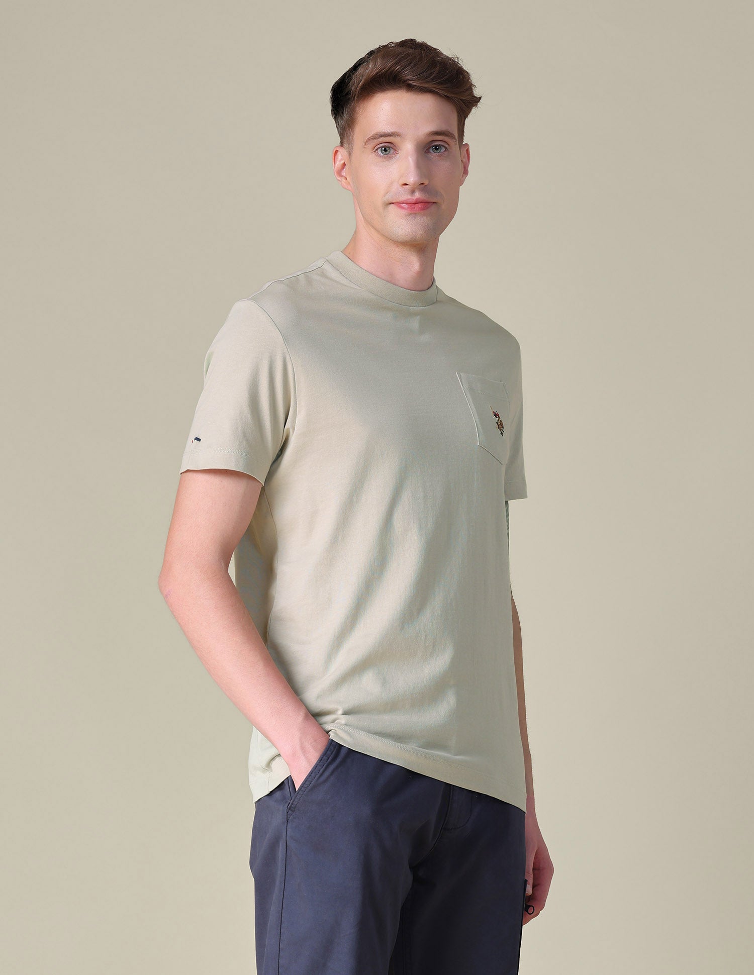 Solid Slim Fit T-Shirt Beige - U.S. POLO ASSN. | Large