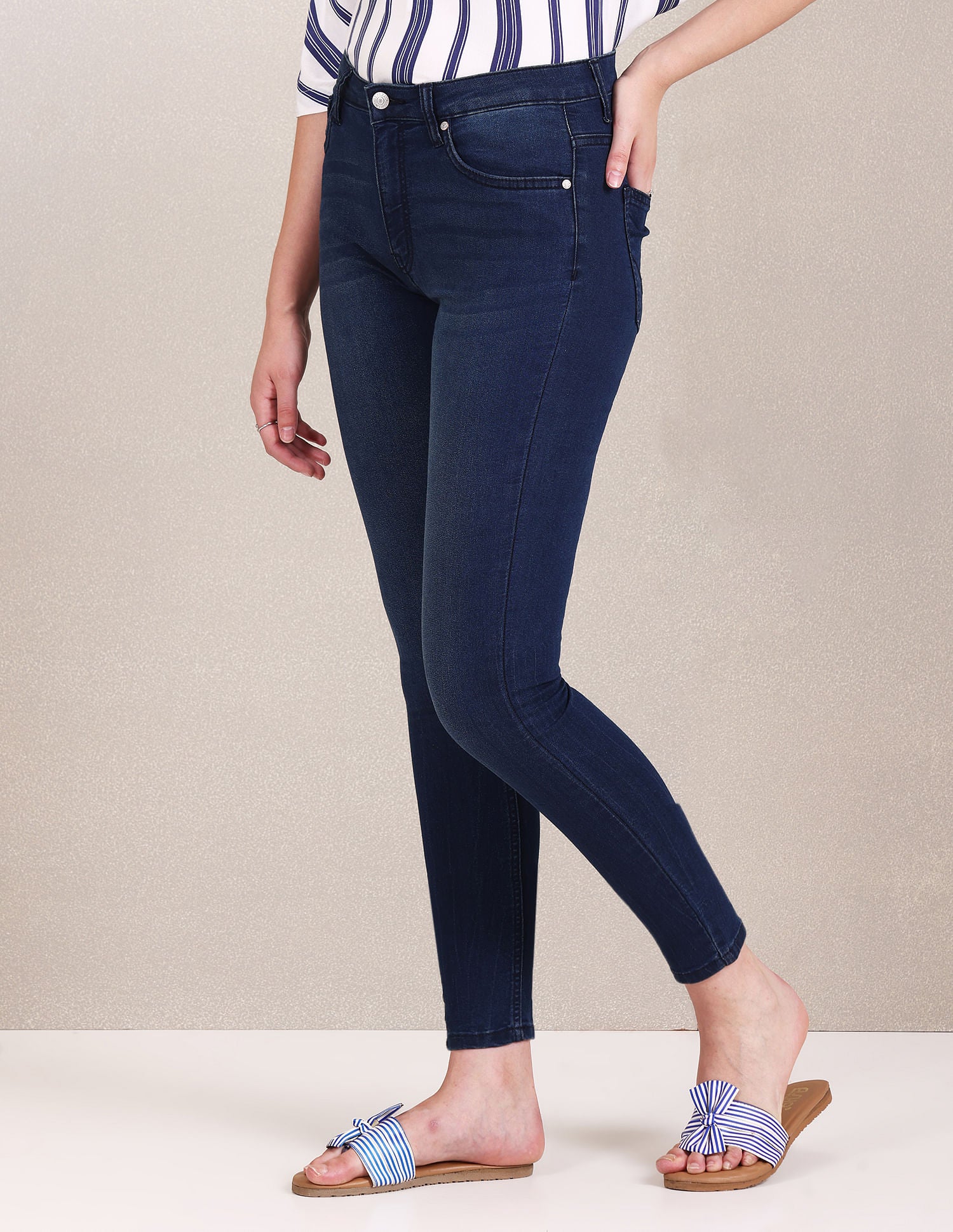 High Rise Stone Wash Jeans Dark Blue - U.S. POLO ASSN. | Large