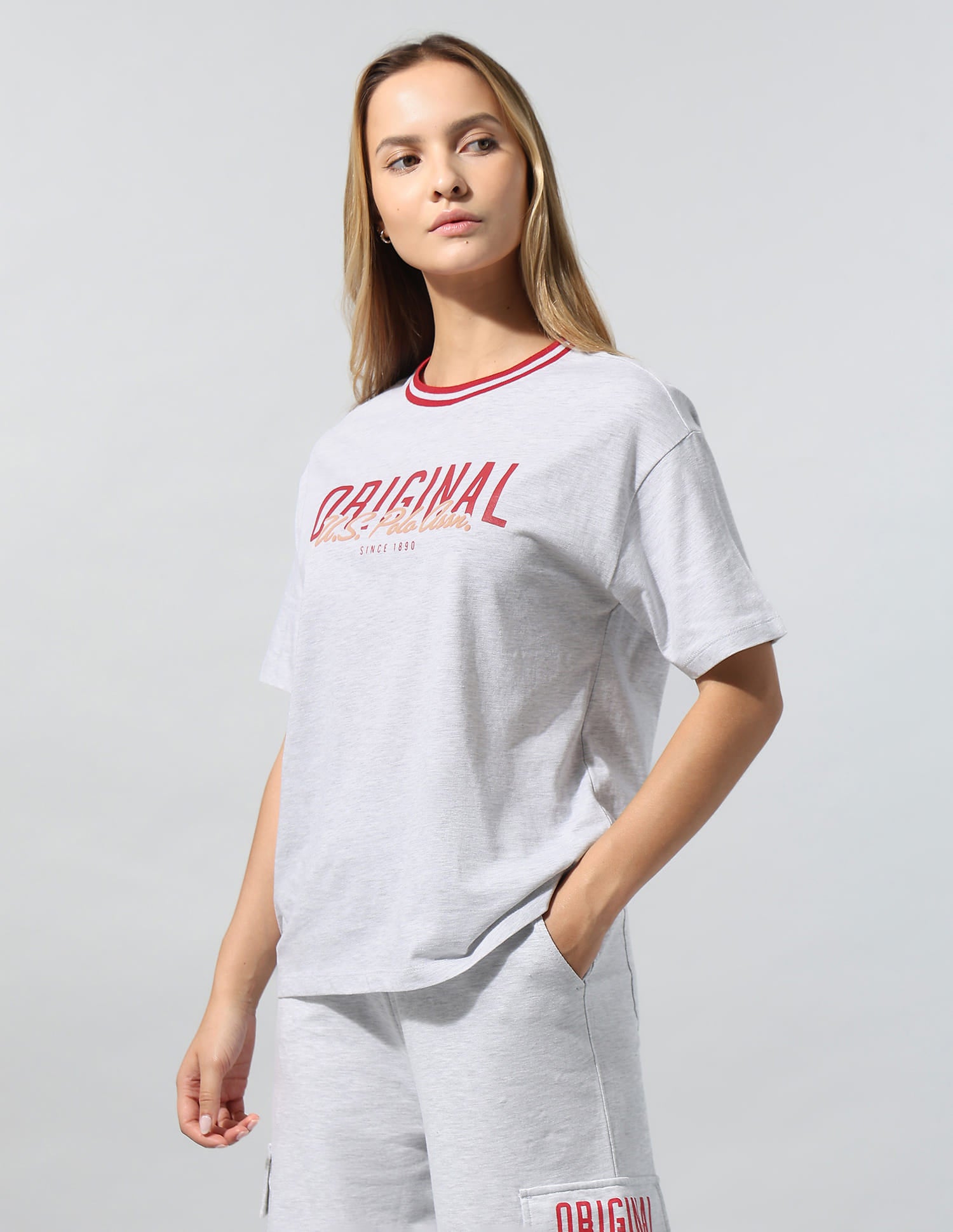 Brand Printed Relaxed T-Shirt Grey - U.S. Polo Assn. India | Large