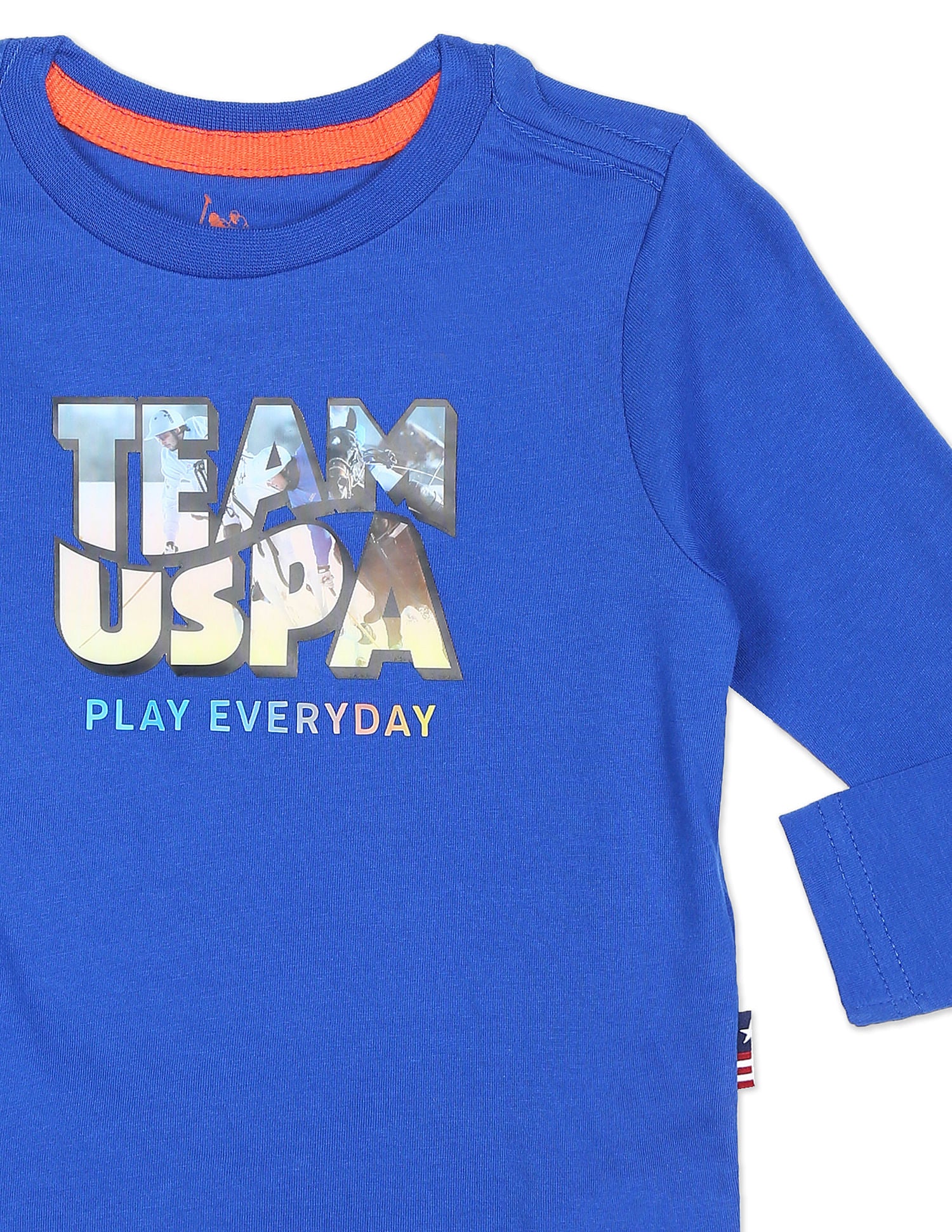 Crew Neck Brand Print T-Shirt Blue - U.S. POLO ASSN. | Large