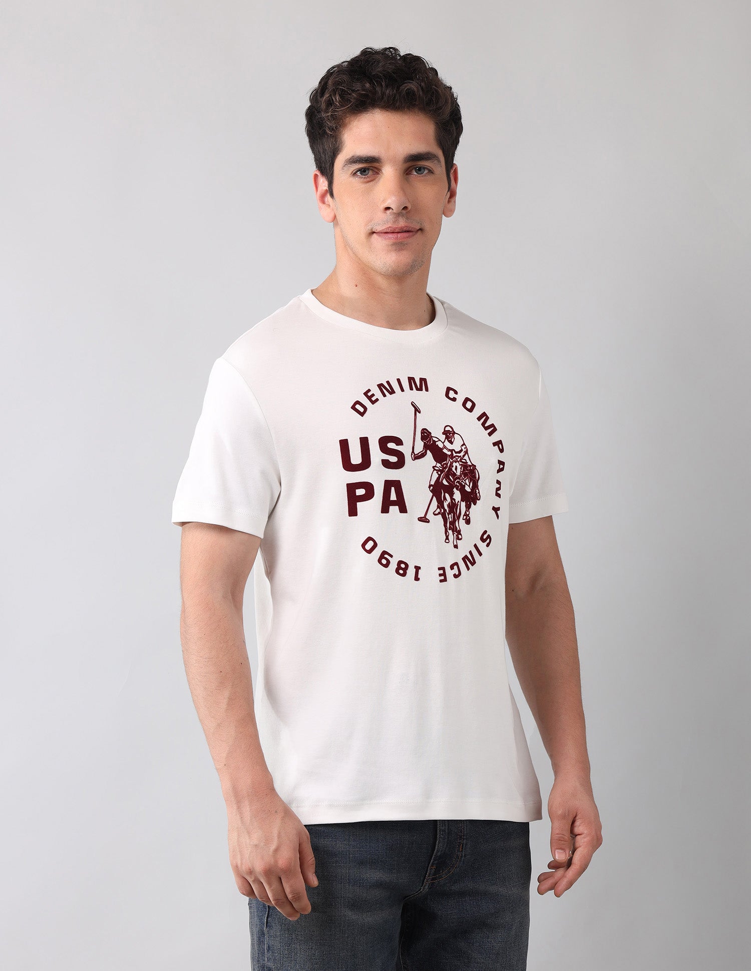Brand Printed Americana T-Shirt Ivory - U.S. Polo Assn. India | Large