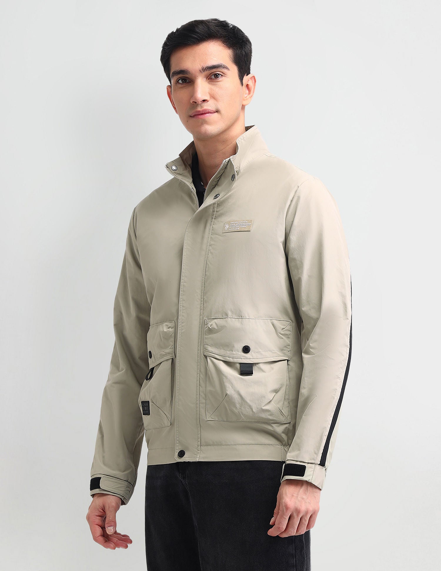 Regular Fit Solid Casual Jacket Beige - U.S. POLO ASSN. | Large