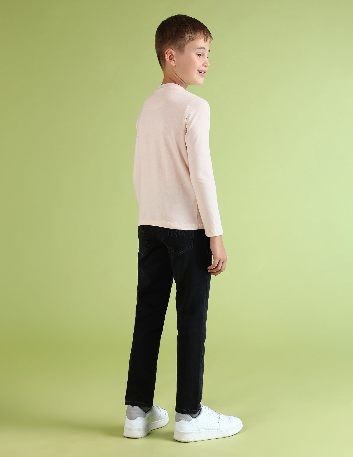 Boys Brand Printed Regular Fit T-Shirt Cream - U.S. POLO ASSN. | Large