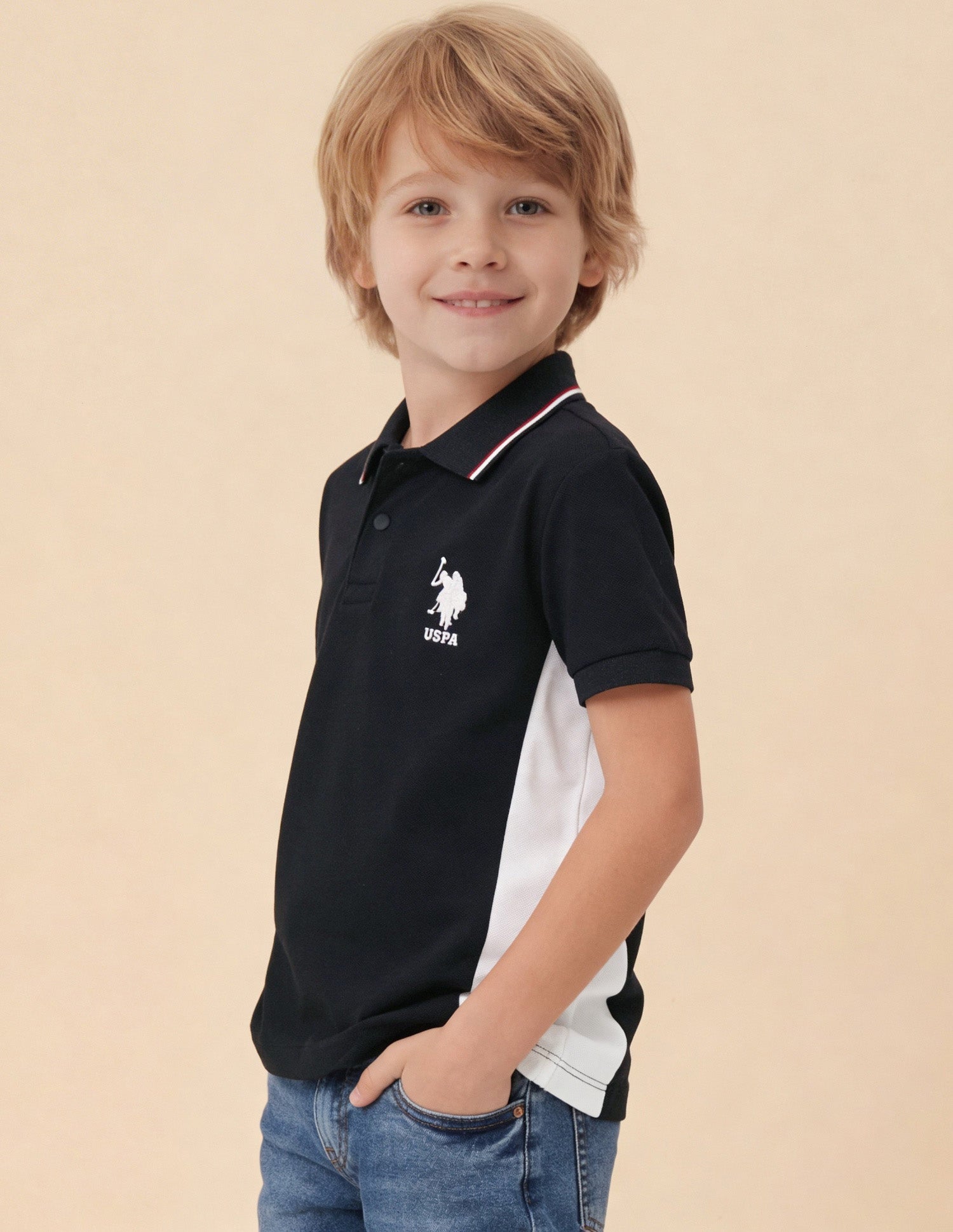 Colour Blocked Regular Fit Polo Shirt Navy - U.S. Polo Assn. India | Large