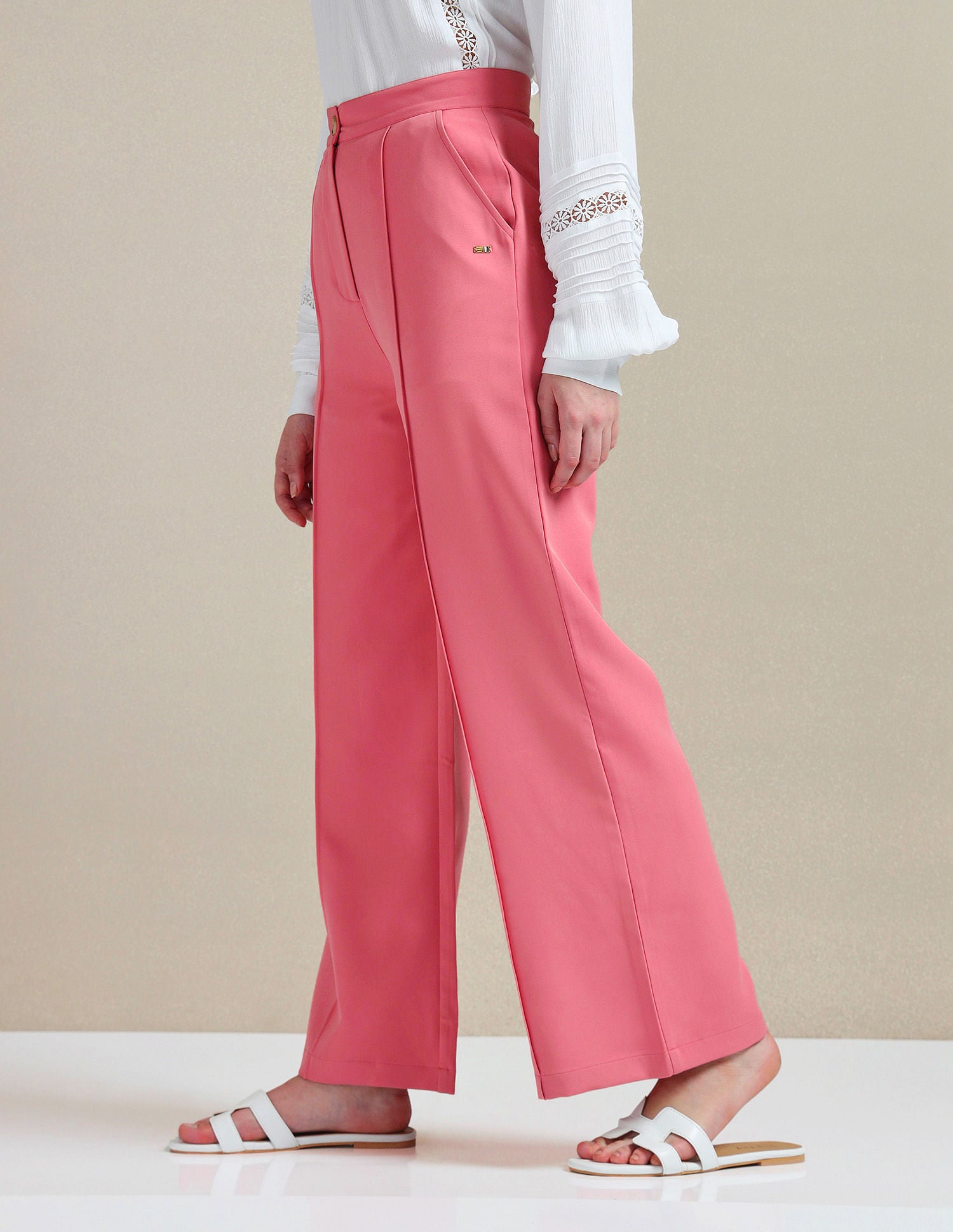 Pleated Straight Fit Trousers Pink - U.S. POLO ASSN. | Large